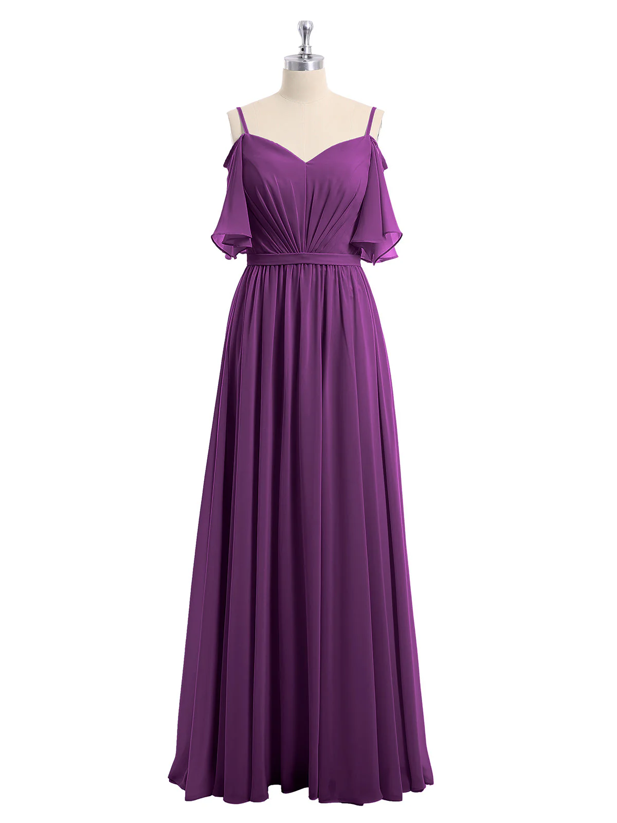 Off-The-Schulter Spaghetti Träger Chiffon Kleid Traube - Image 4