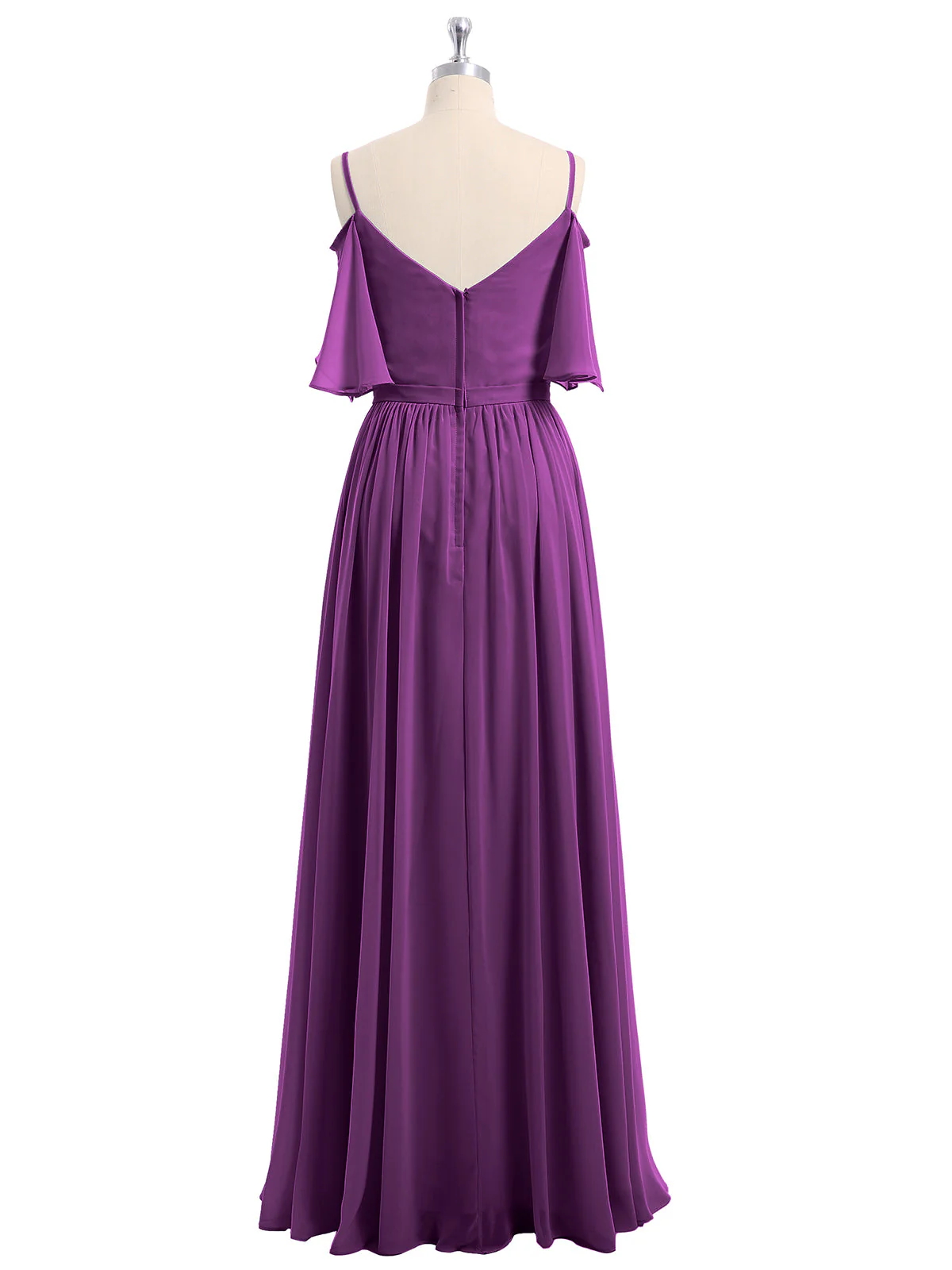 Off-The-Schulter Spaghetti Träger Chiffon Kleid Traube - Image 5