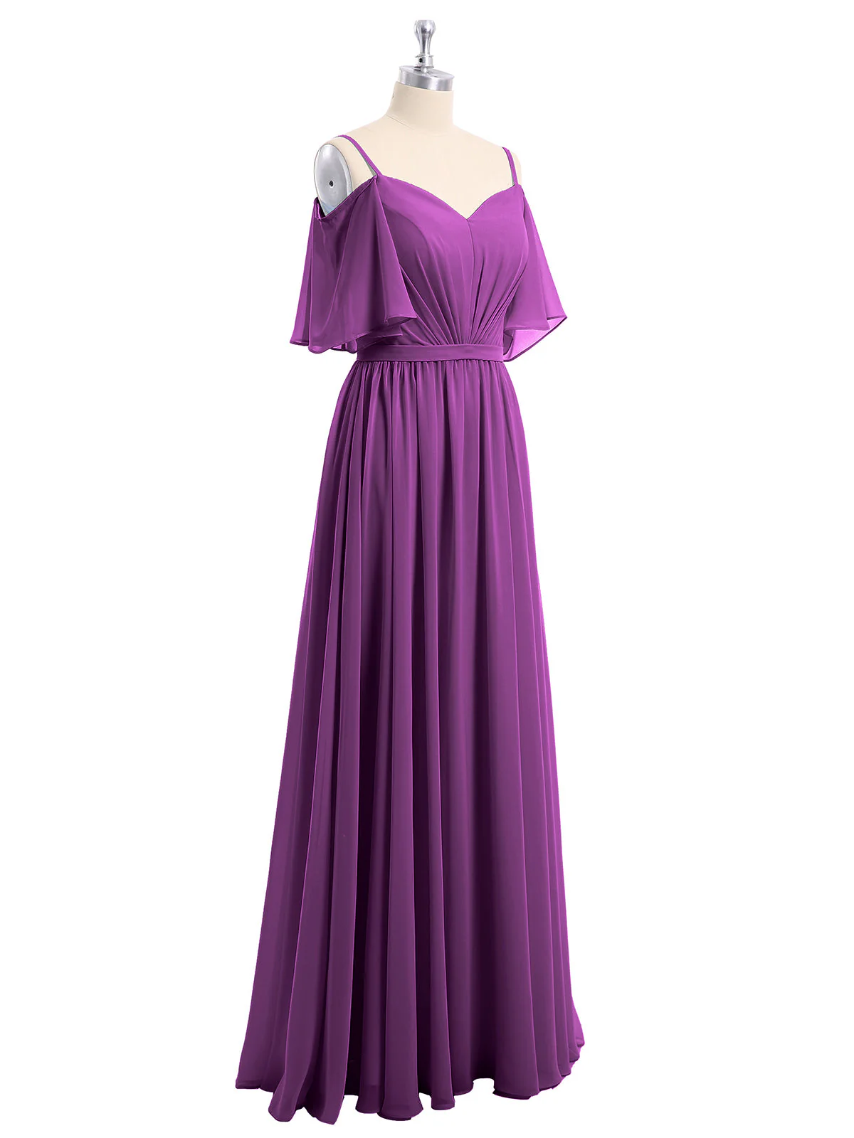 Off-The-Schulter Spaghetti Träger Chiffon Kleid Traube - Image 6