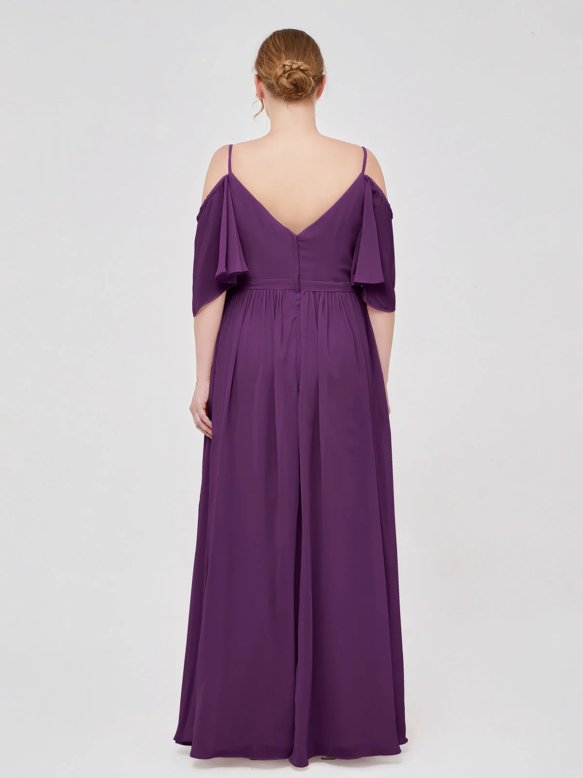Off-The-Schulter Spaghetti Träger Chiffon Kleid Traube - Image 8