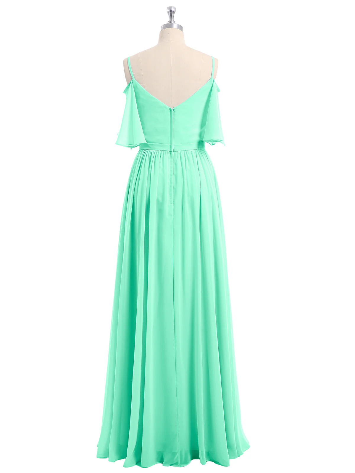 Off-The-Schulter Spaghetti Träger Chiffon Kleid Türkis - Image 5