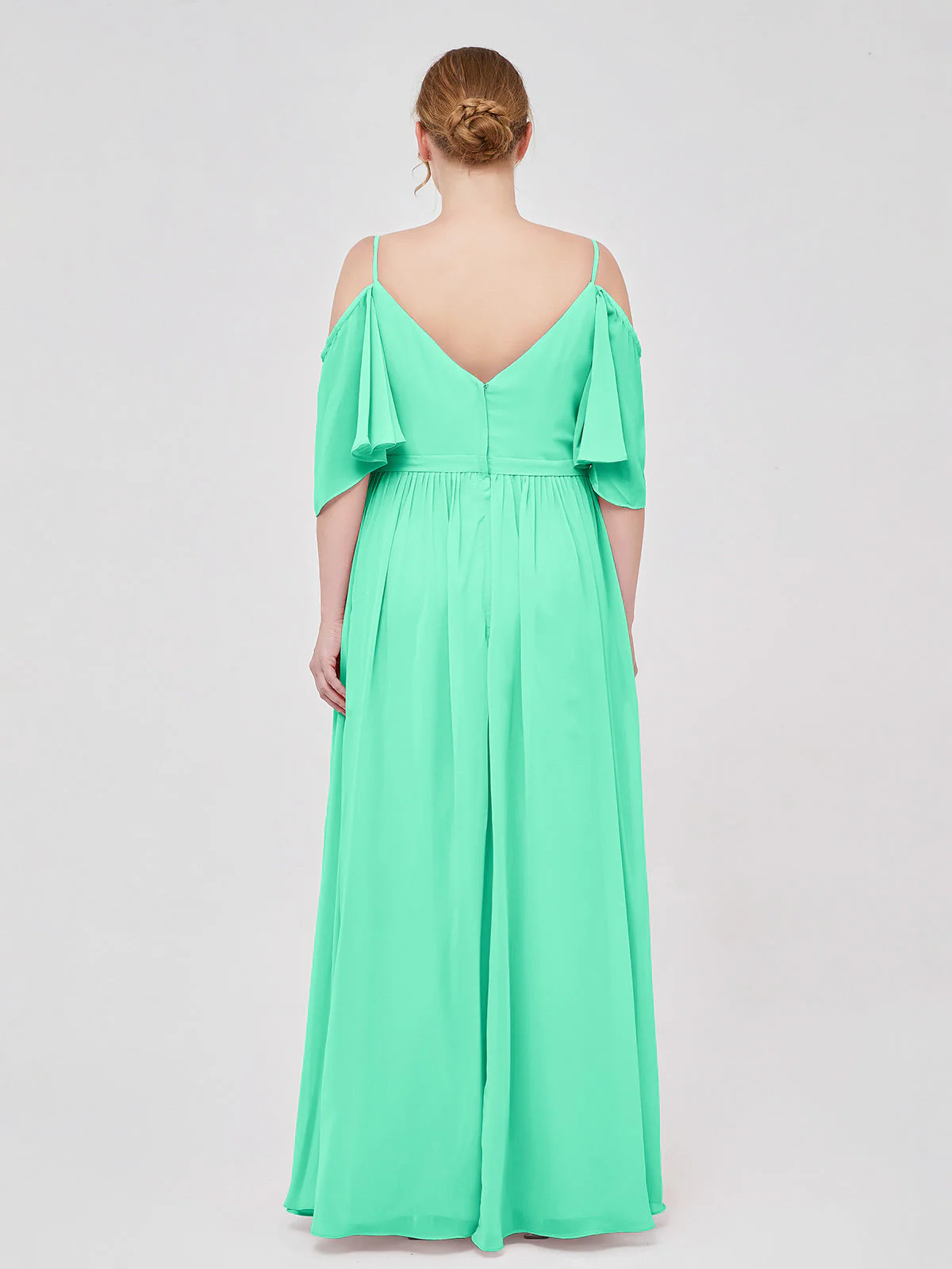 Off-The-Schulter Spaghetti Träger Chiffon Kleid Türkis - Image 8