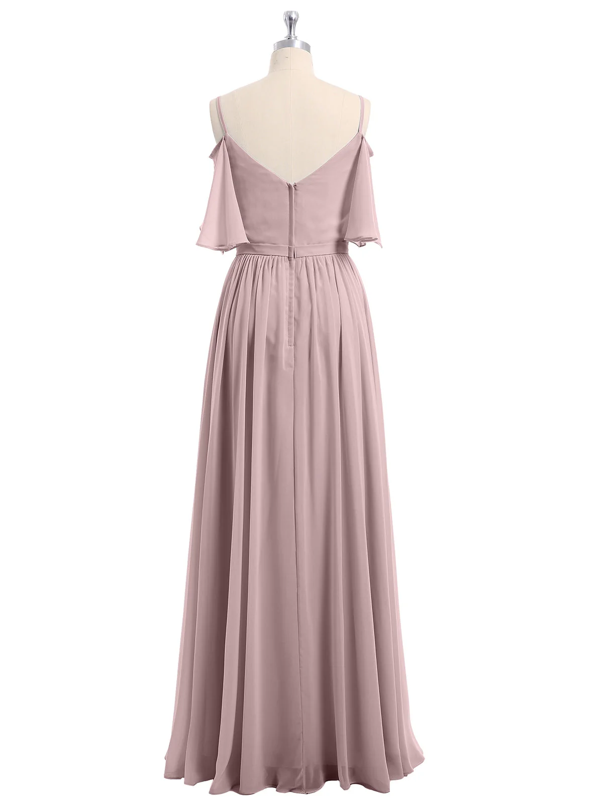 Off-The-Schulter Spaghetti Träger Chiffon Kleid Vintage Mauve - Image 5