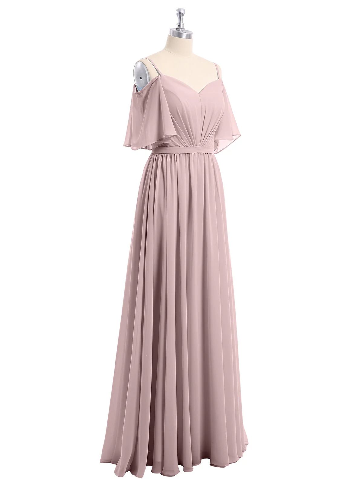 Off-The-Schulter Spaghetti Träger Chiffon Kleid Vintage Mauve - Image 6