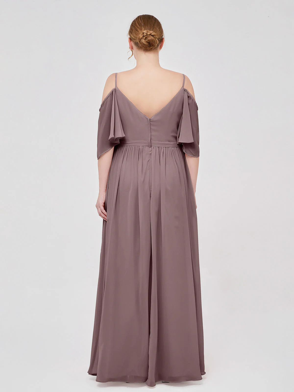 Off-The-Schulter Spaghetti Träger Chiffon Kleid Vintage Mauve - Image 8