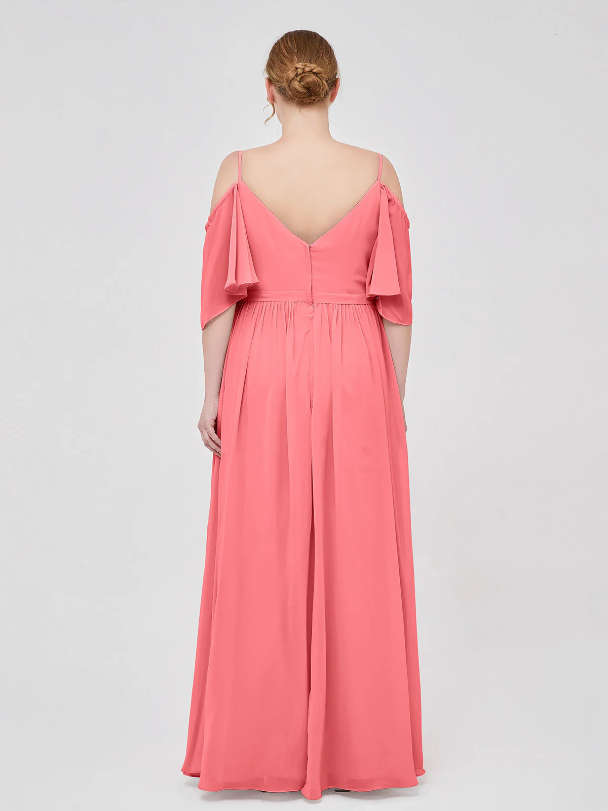 Off-The-Schulter Spaghetti TrÀger Chiffon Kleid Wassermelone - Image 8