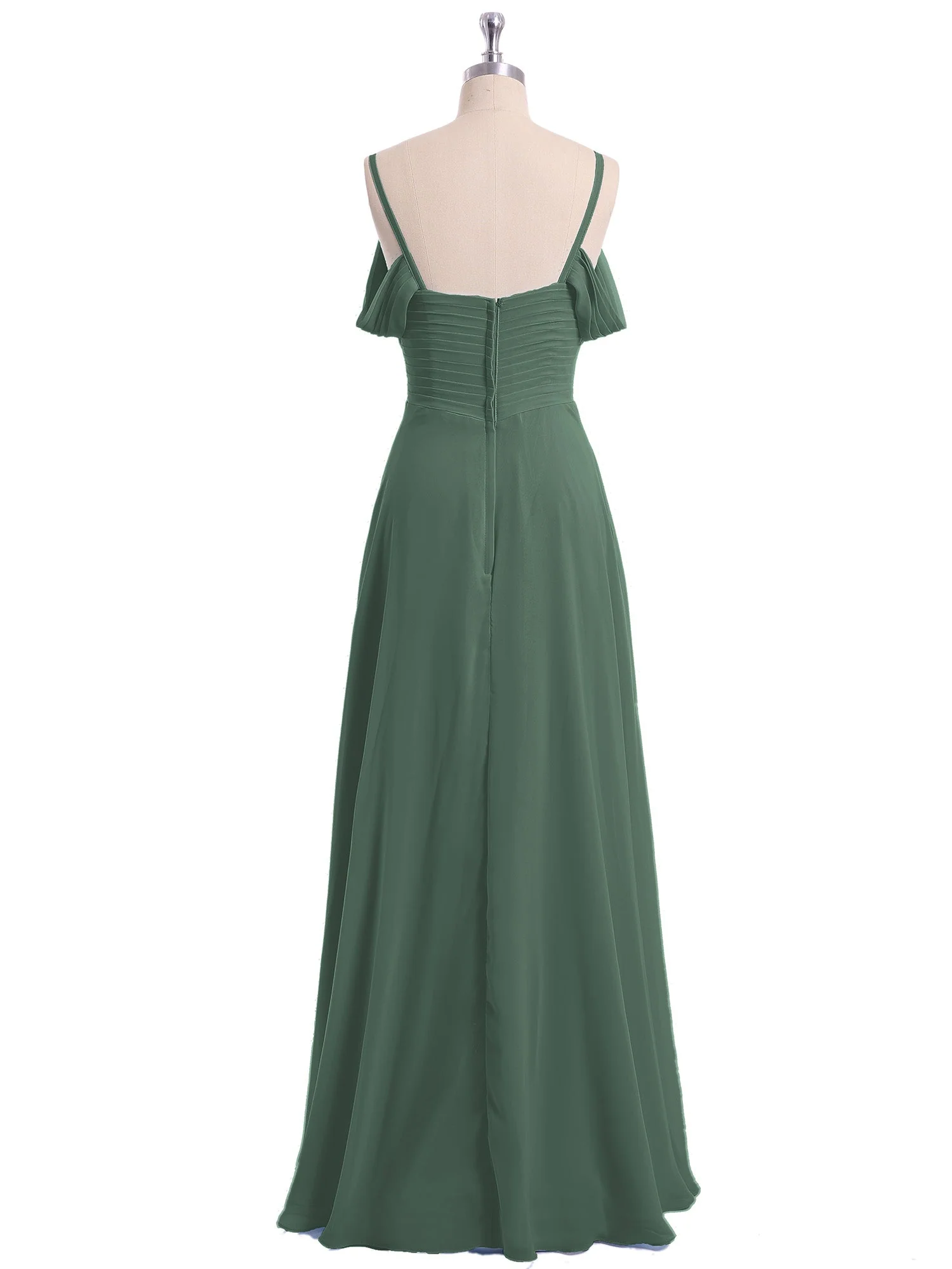 Off-The-Schulter Spaghetti TrÀger Chiffon Kleid Eukalyptus - Image 5