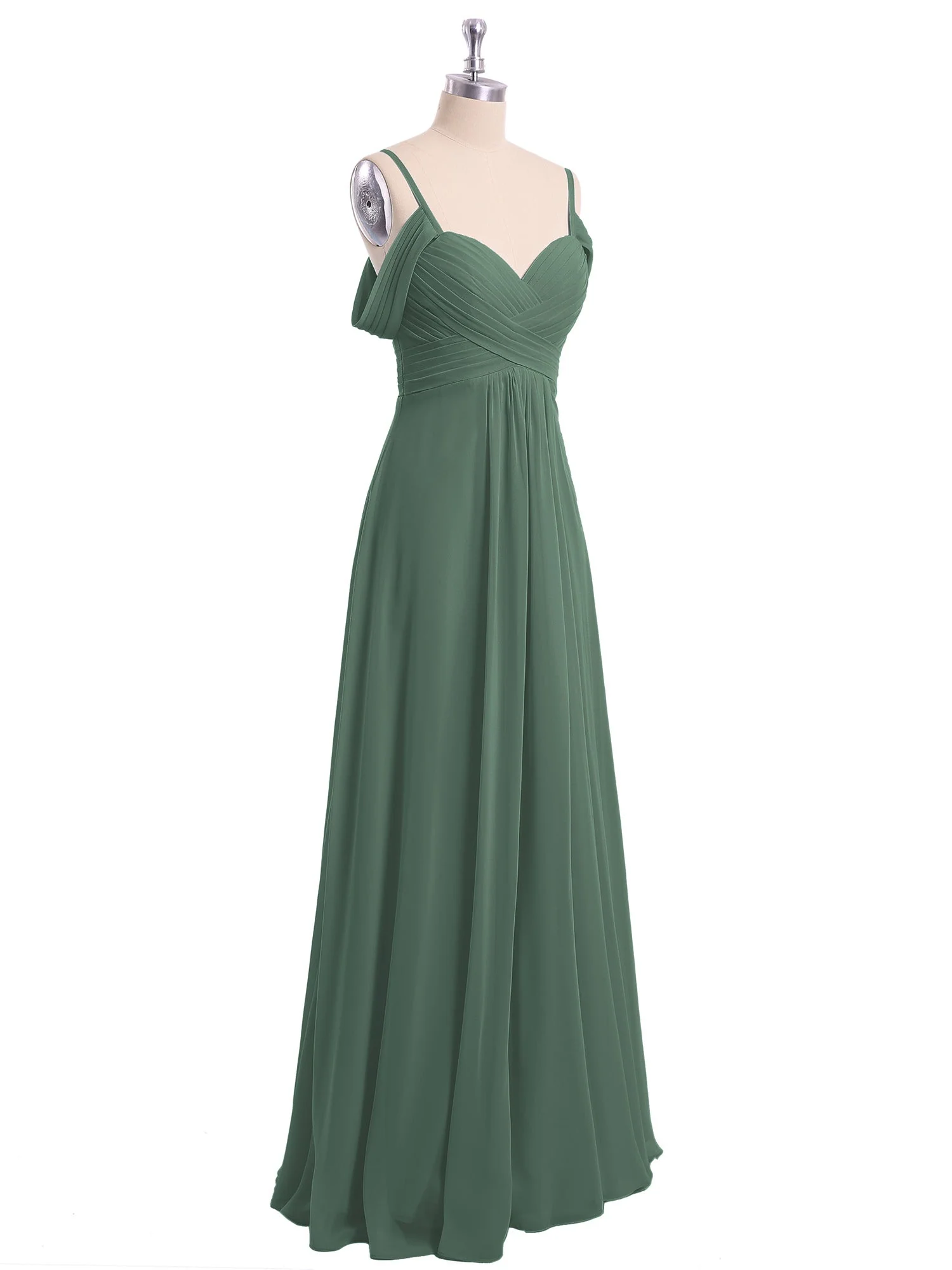 Off-The-Schulter Spaghetti TrÀger Chiffon Kleid Eukalyptus - Image 6