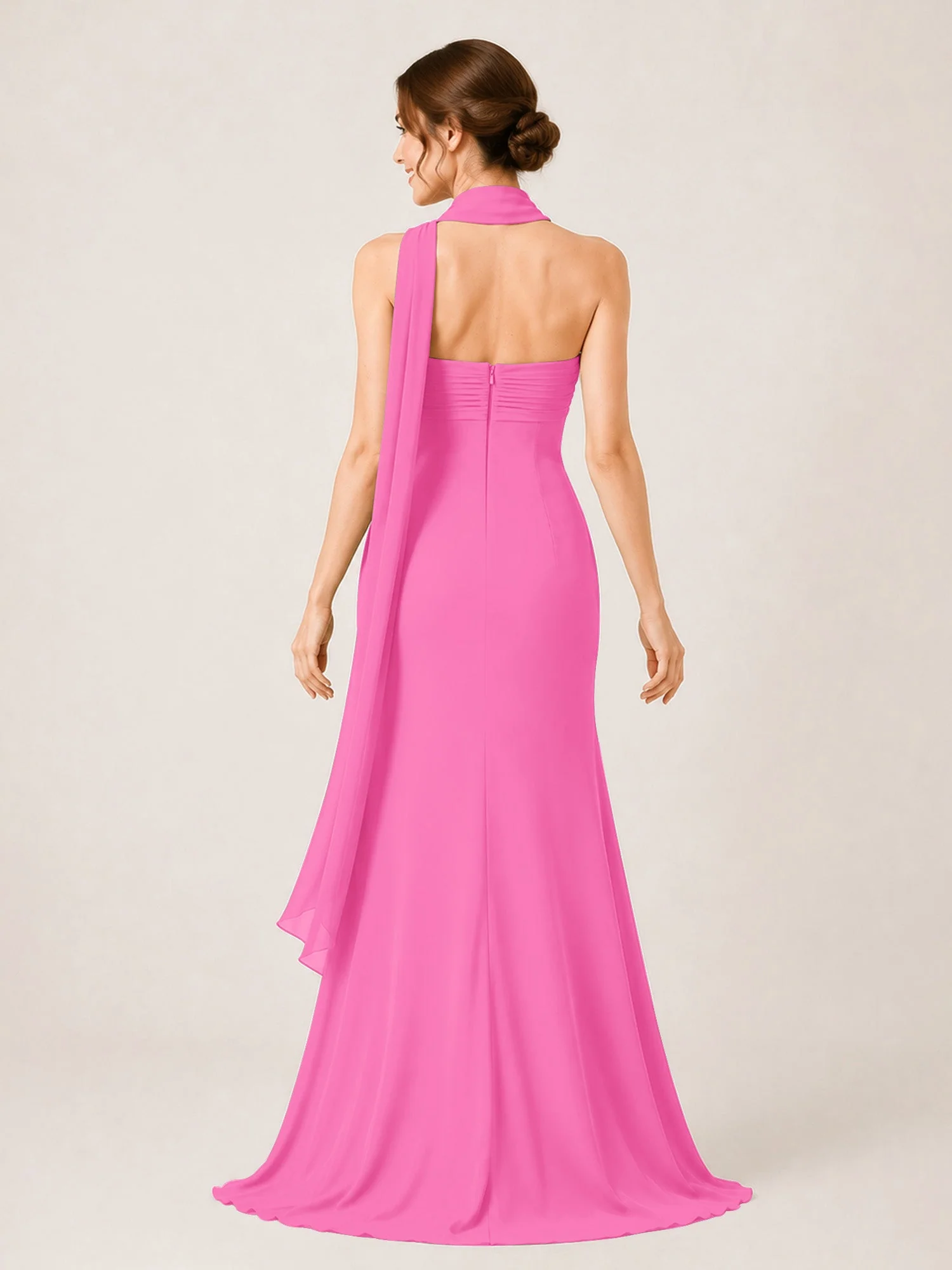 Chiffon Maxikleid mit Hohem Schlitz und Choker Band Azalee - Image 2