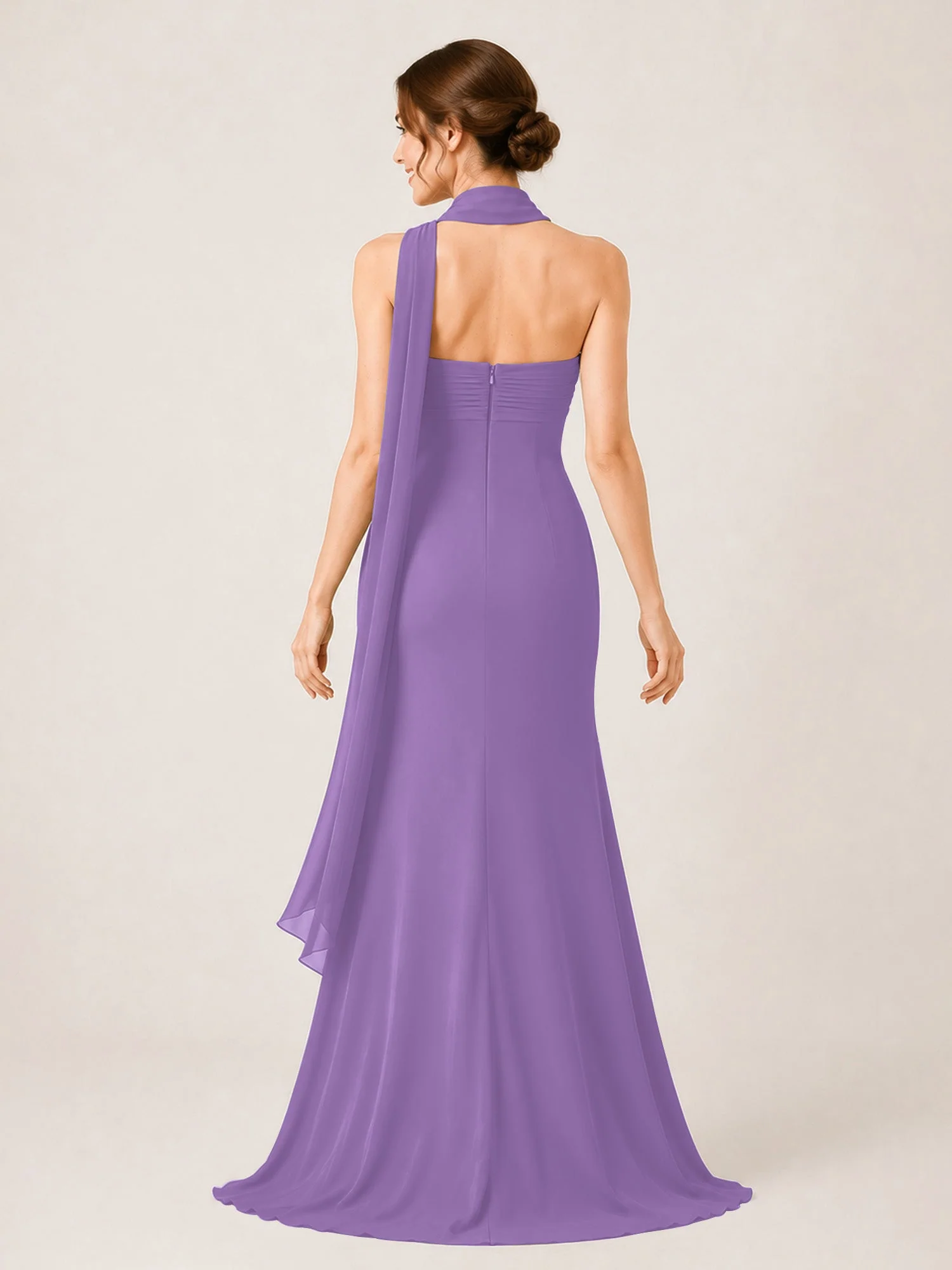 Chiffon Maxikleid mit Hohem Schlitz und Choker Band Tahiti - Image 2
