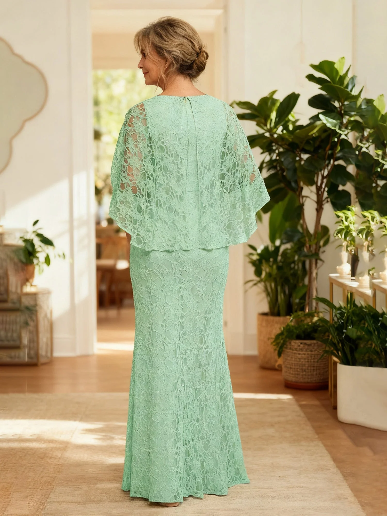 Spitze Capelet Overlay Ensemble Formell Kleid Dunkelmarine - Image 2