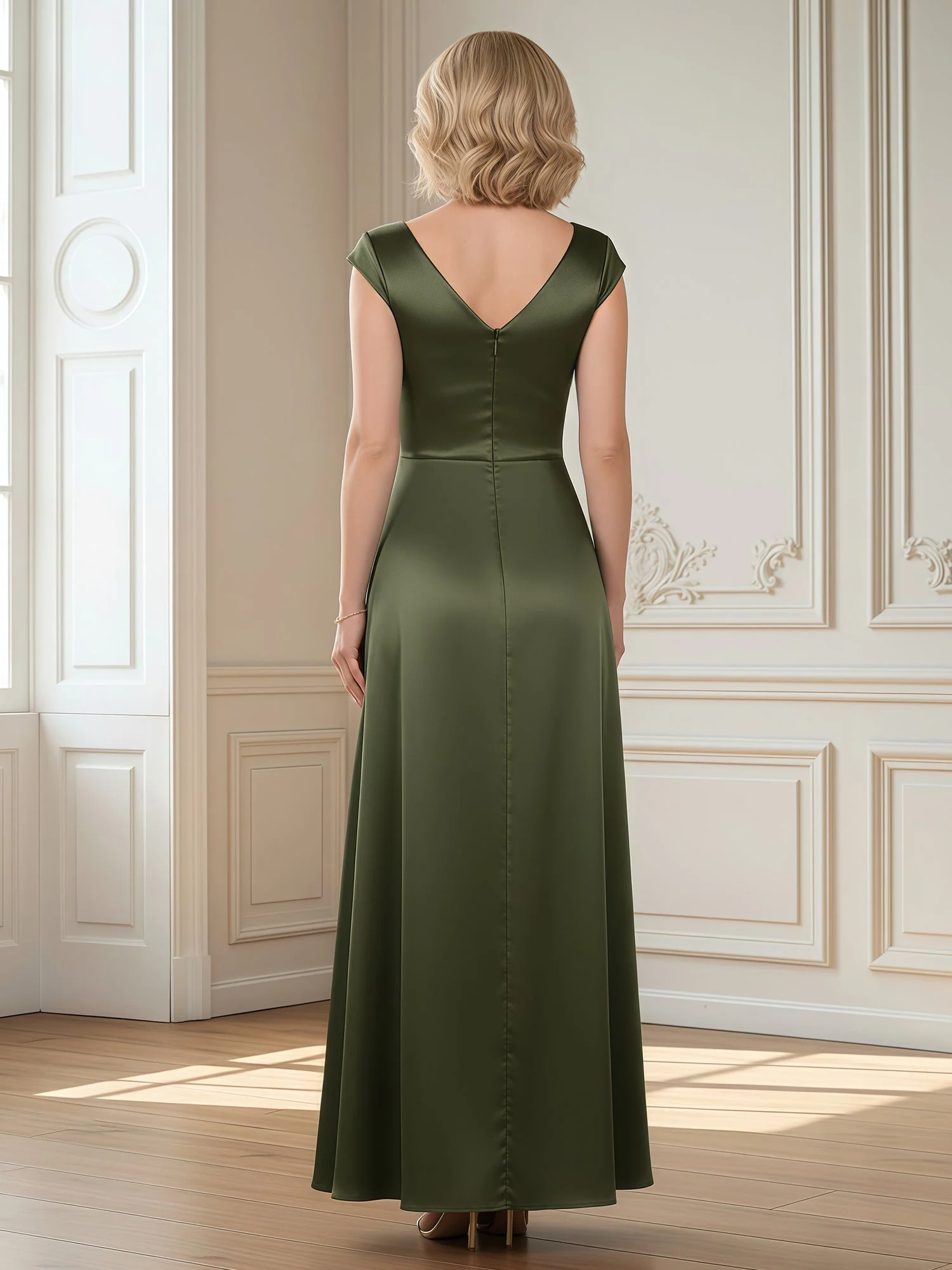 A Linie Maxikleid mit Schleifendetail und Schlitz Silber - Image 2