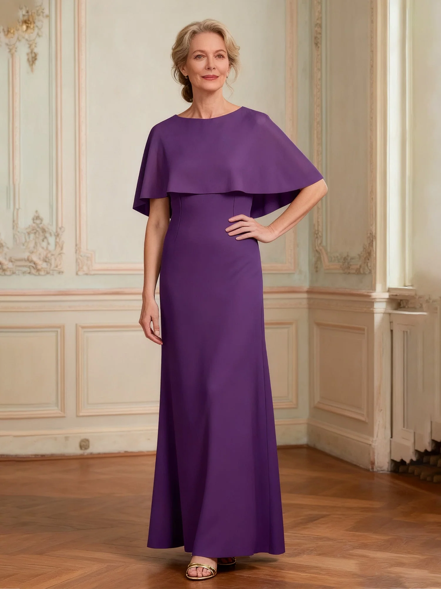 Bateau Ausschnitt Formell Kleid mit Drapiert Dramatisch Rücken Grün