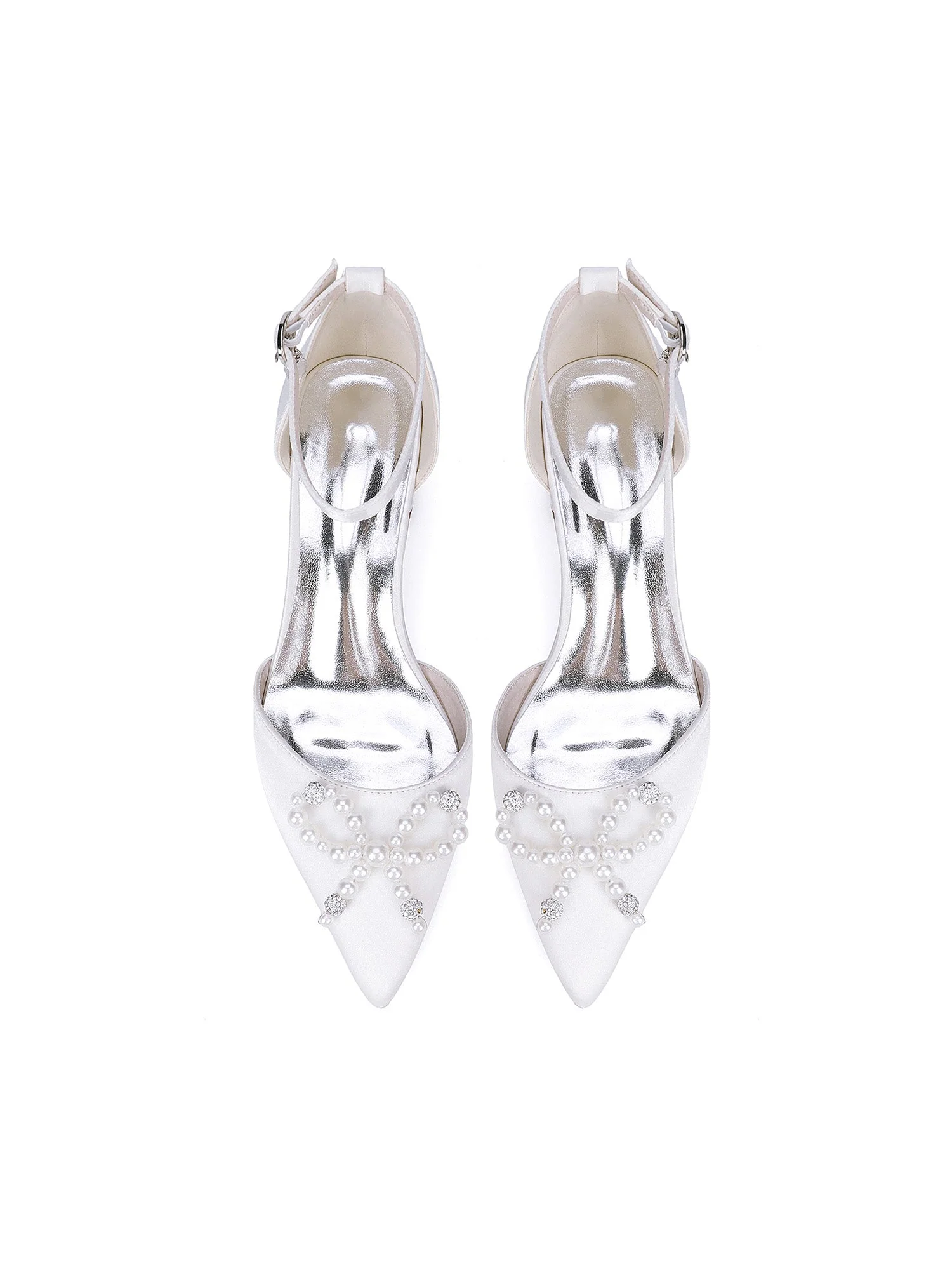 Perlen Satin Spitzenschuh Damen Flats - Image 4