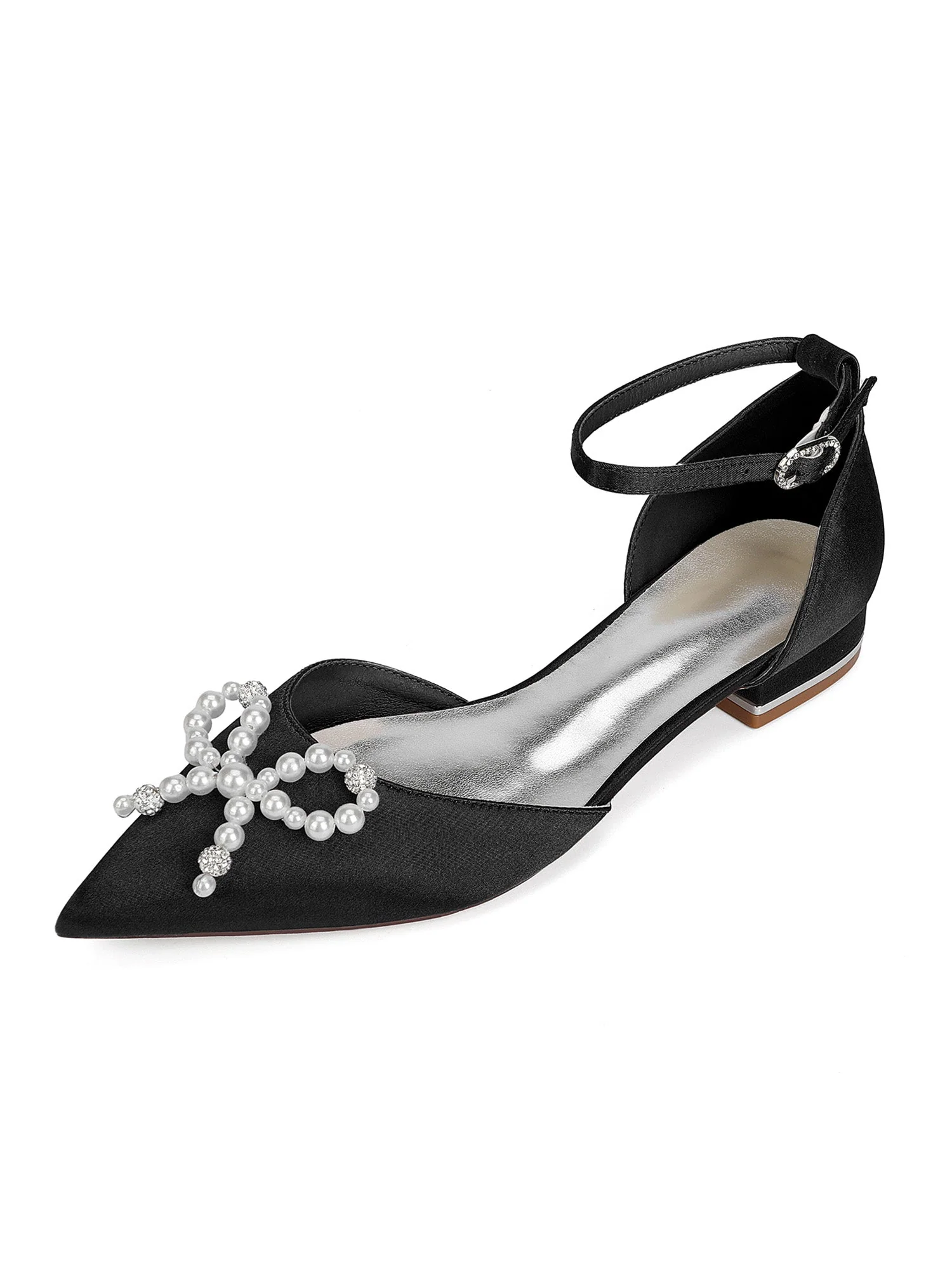 Perlen Satin Spitzenschuh Damen Flats - Image 6