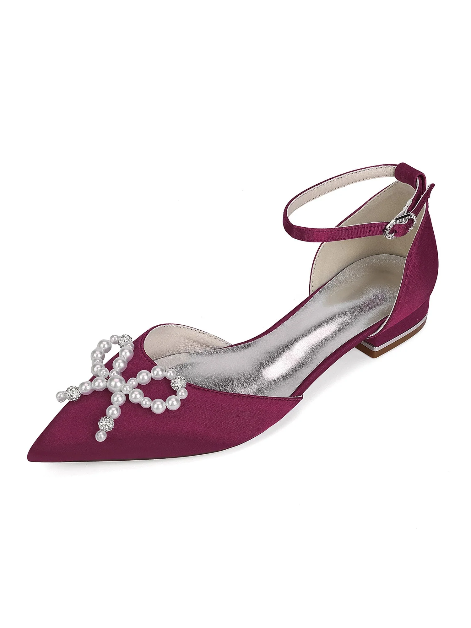 Perlen Satin Spitzenschuh Damen Flats - Image 7