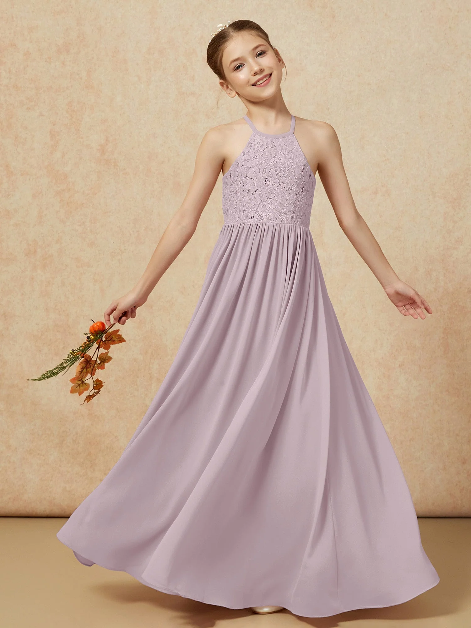 Plissee Spitzen Chiffon Lang Junge Brautjungfernkleider DĂ€mmerung - Image 7
