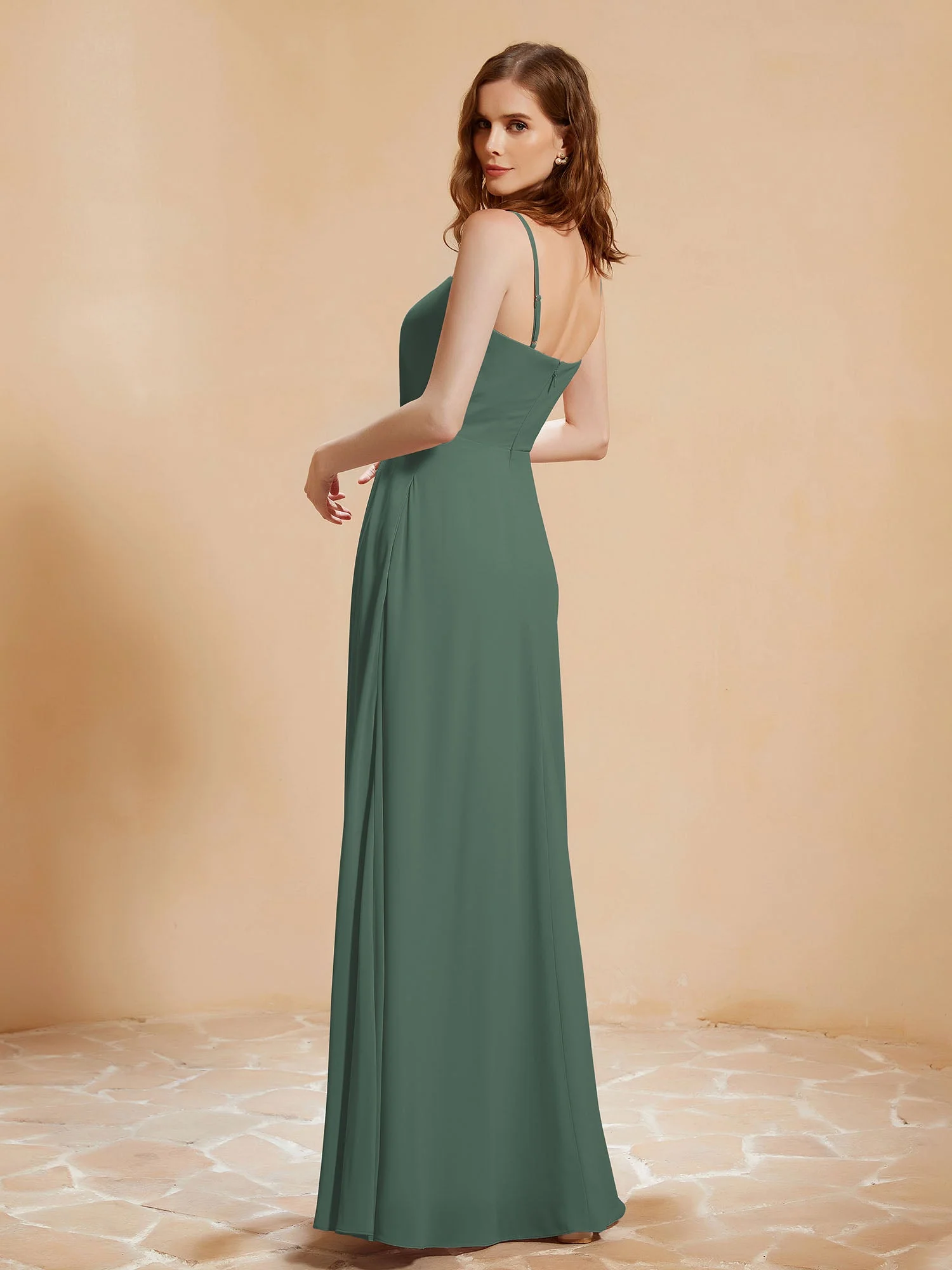 Quadratischer Ausschnitt Kleid mit Tasche Eukalyptus - Image 2