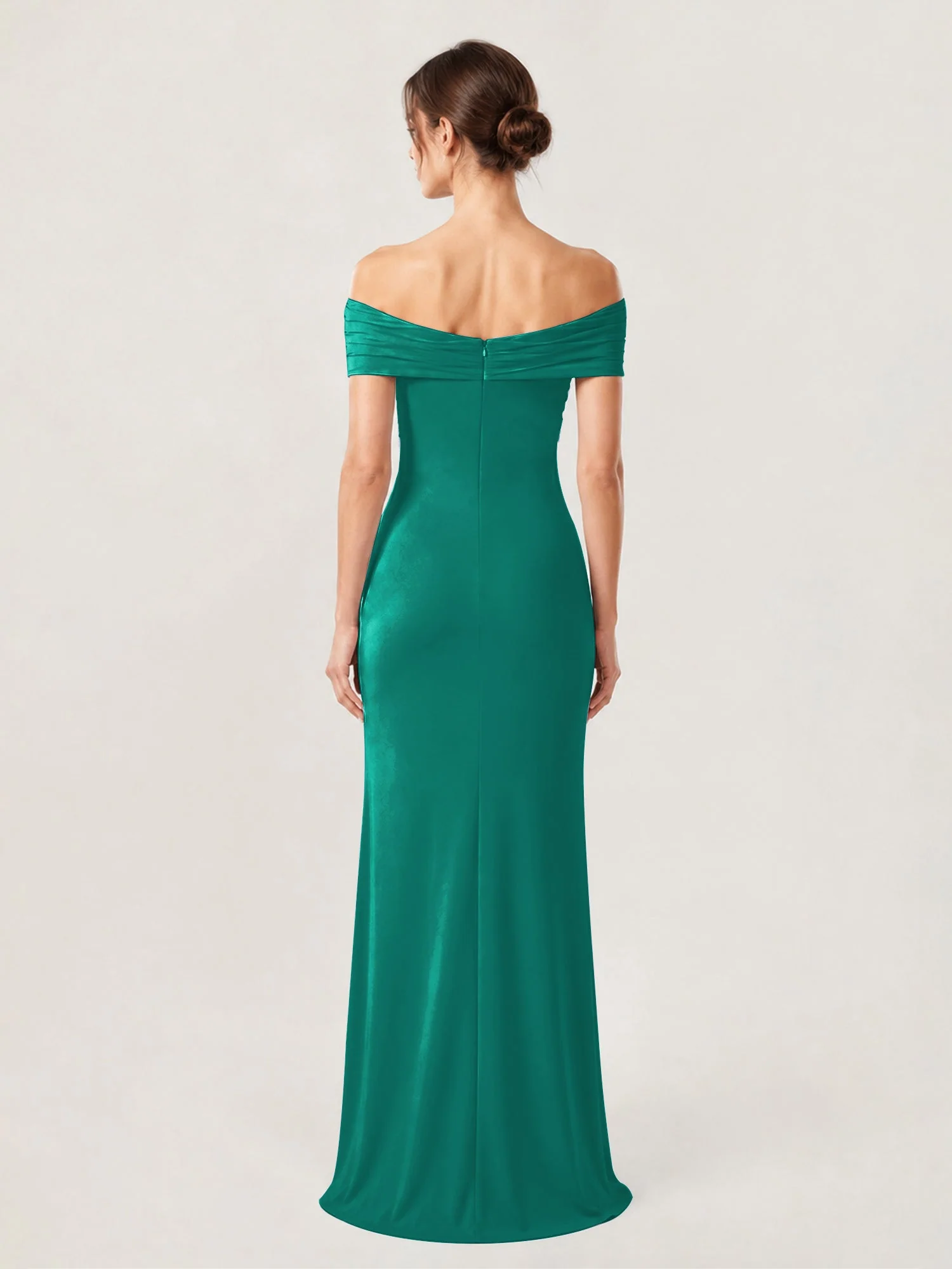Schulterfreies Crêpe-Säulenkleid Mit Gerafftem Oberteil Jade - Image 2