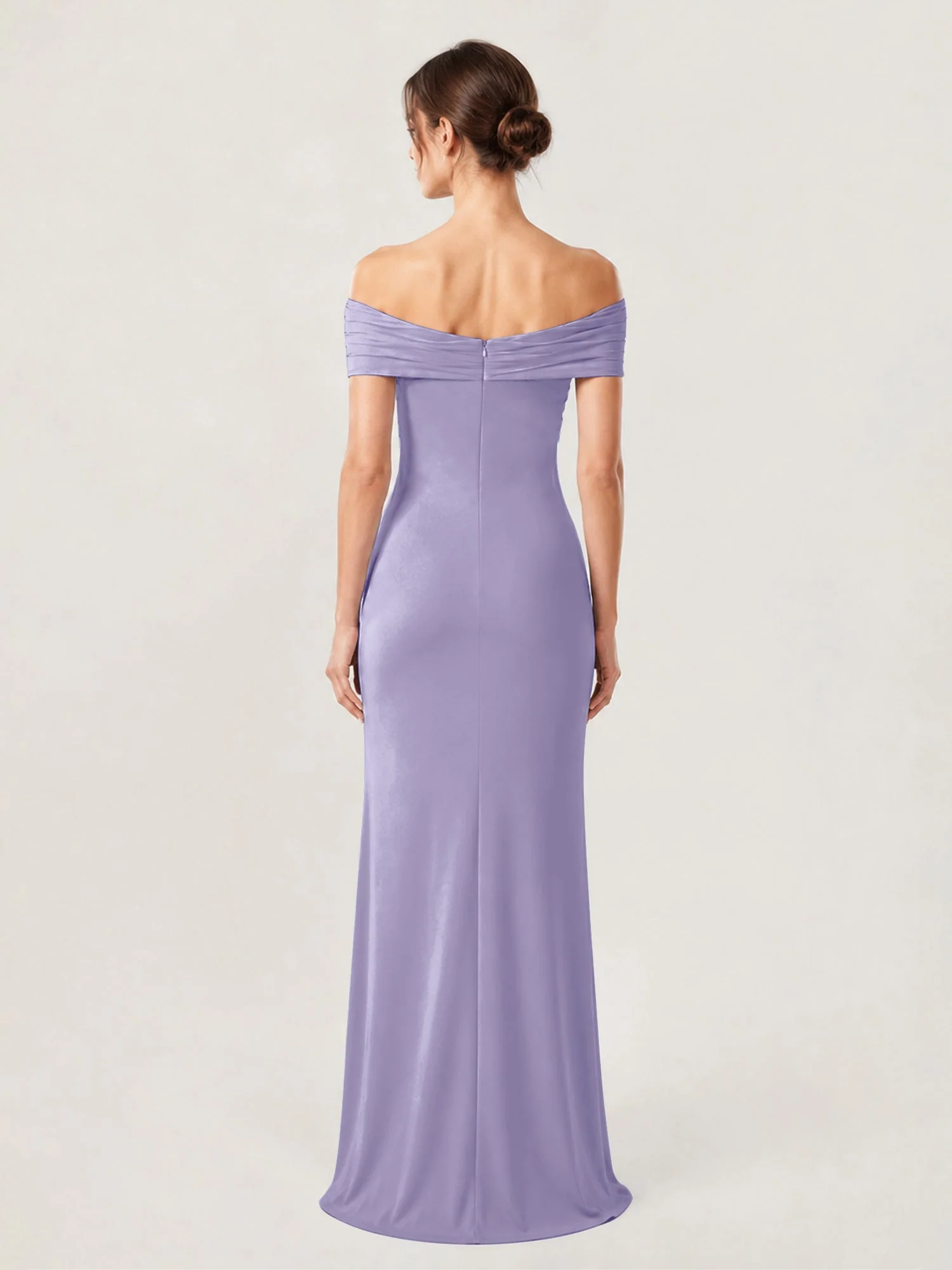 Schulterfreies Crêpe-Säulenkleid Mit Gerafftem Oberteil Lavendel - Image 2