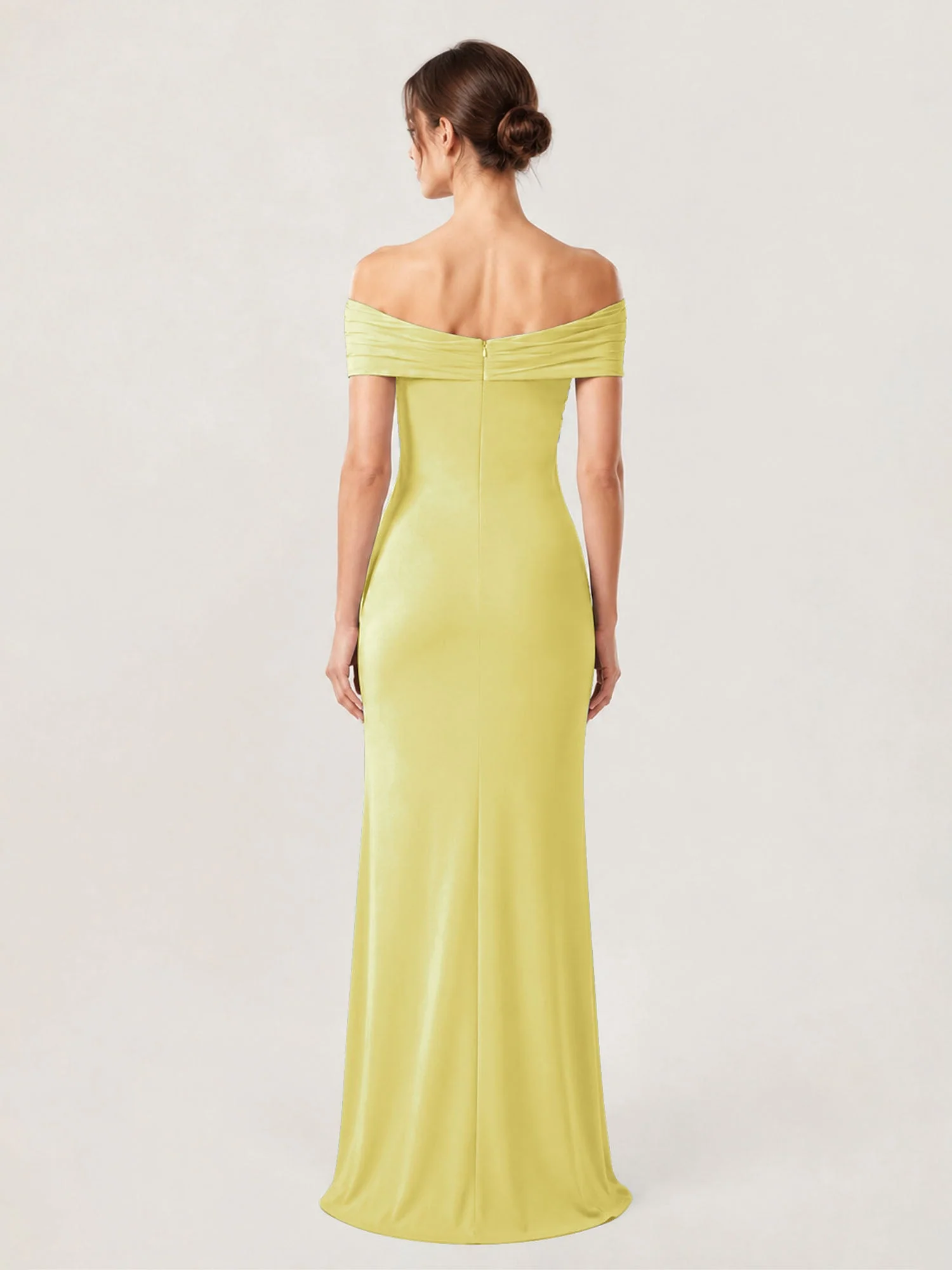 Schulterfreies Crêpe-Säulenkleid Mit Gerafftem Oberteil Narzisse - Image 2