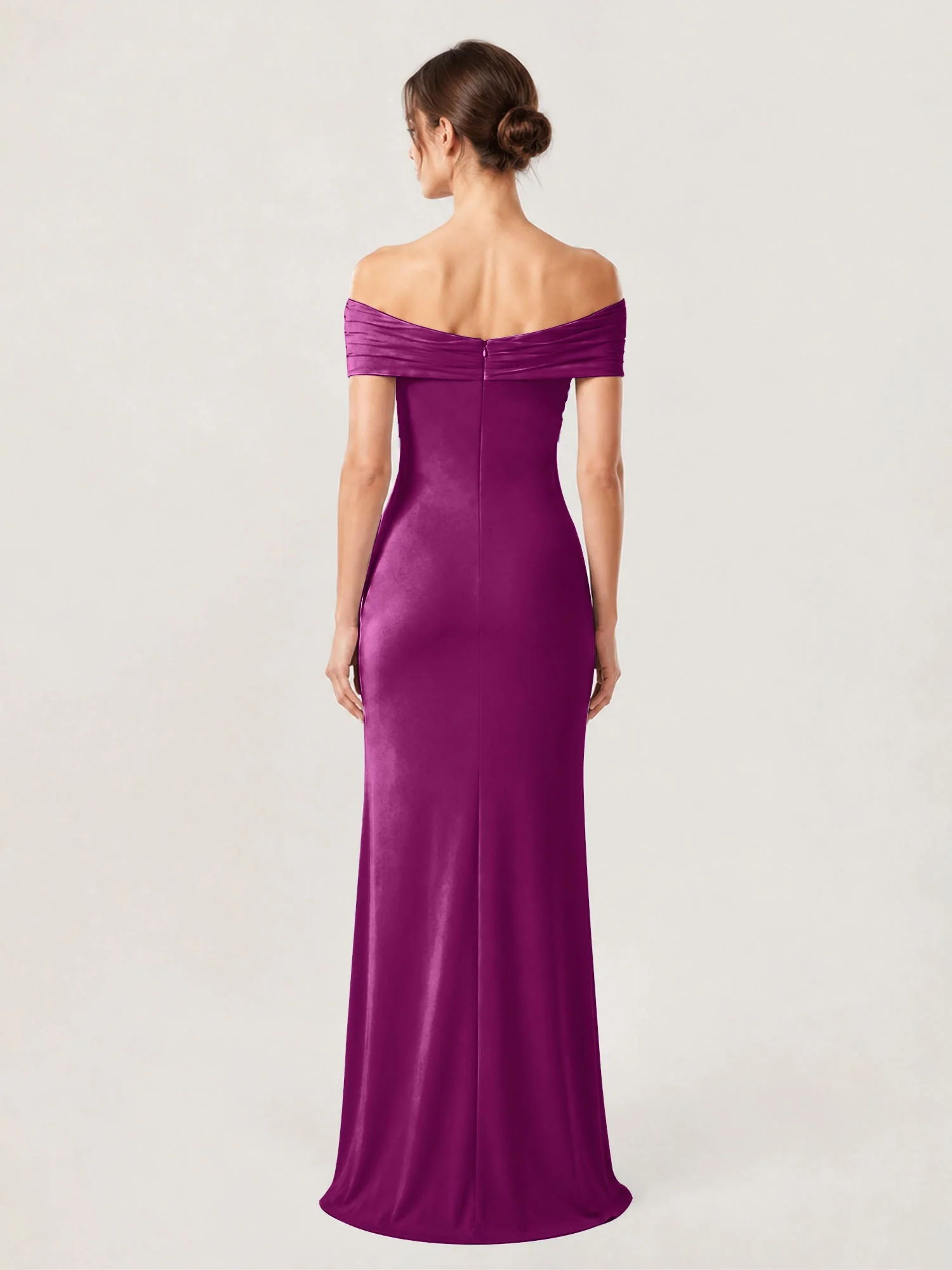 Schulterfreies Crêpe-Säulenkleid Mit Gerafftem Oberteil Orchidee - Image 2