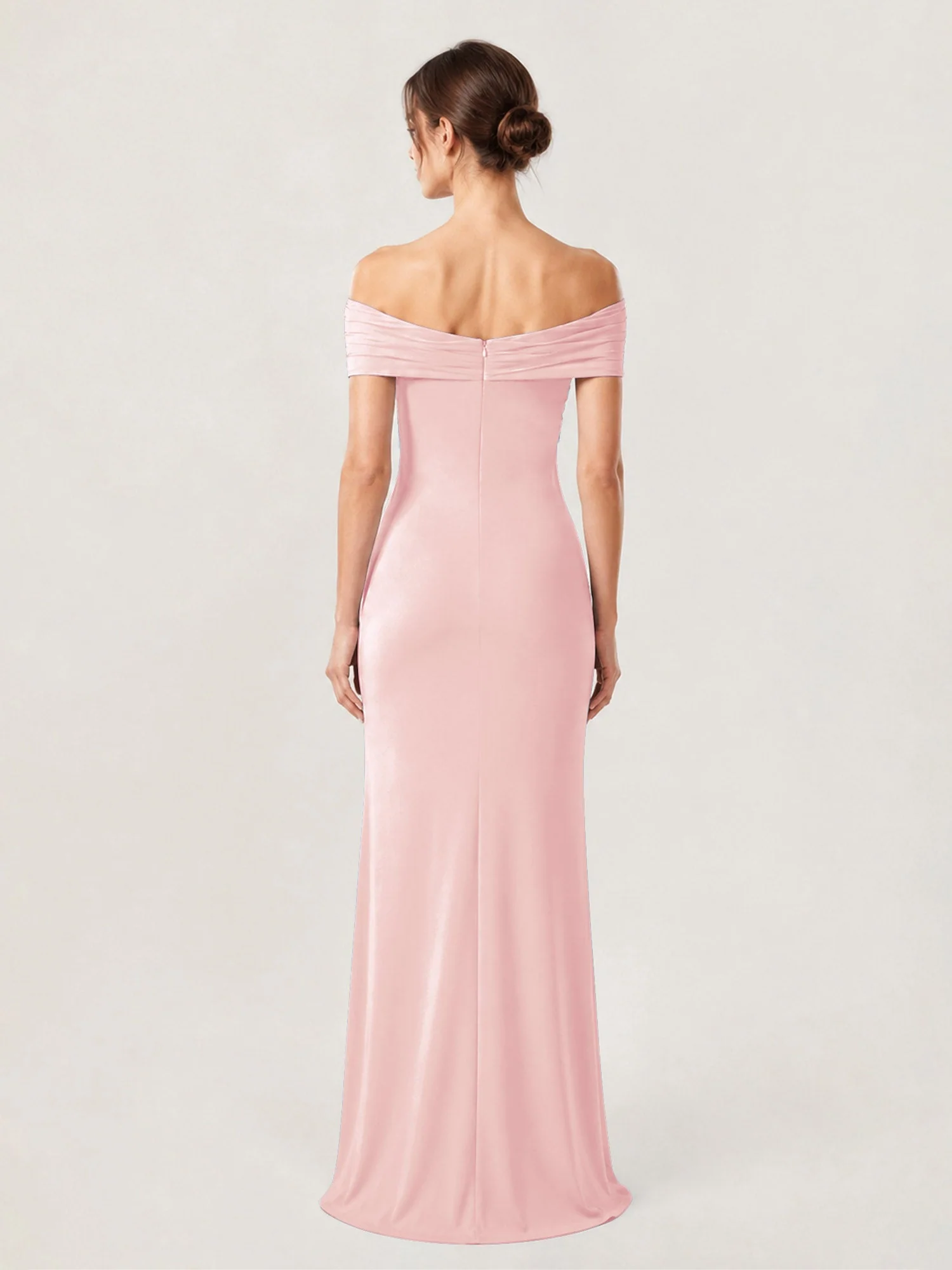 Schulterfreies Crêpe-Säulenkleid Mit Gerafftem Oberteil Zartrosa - Image 2