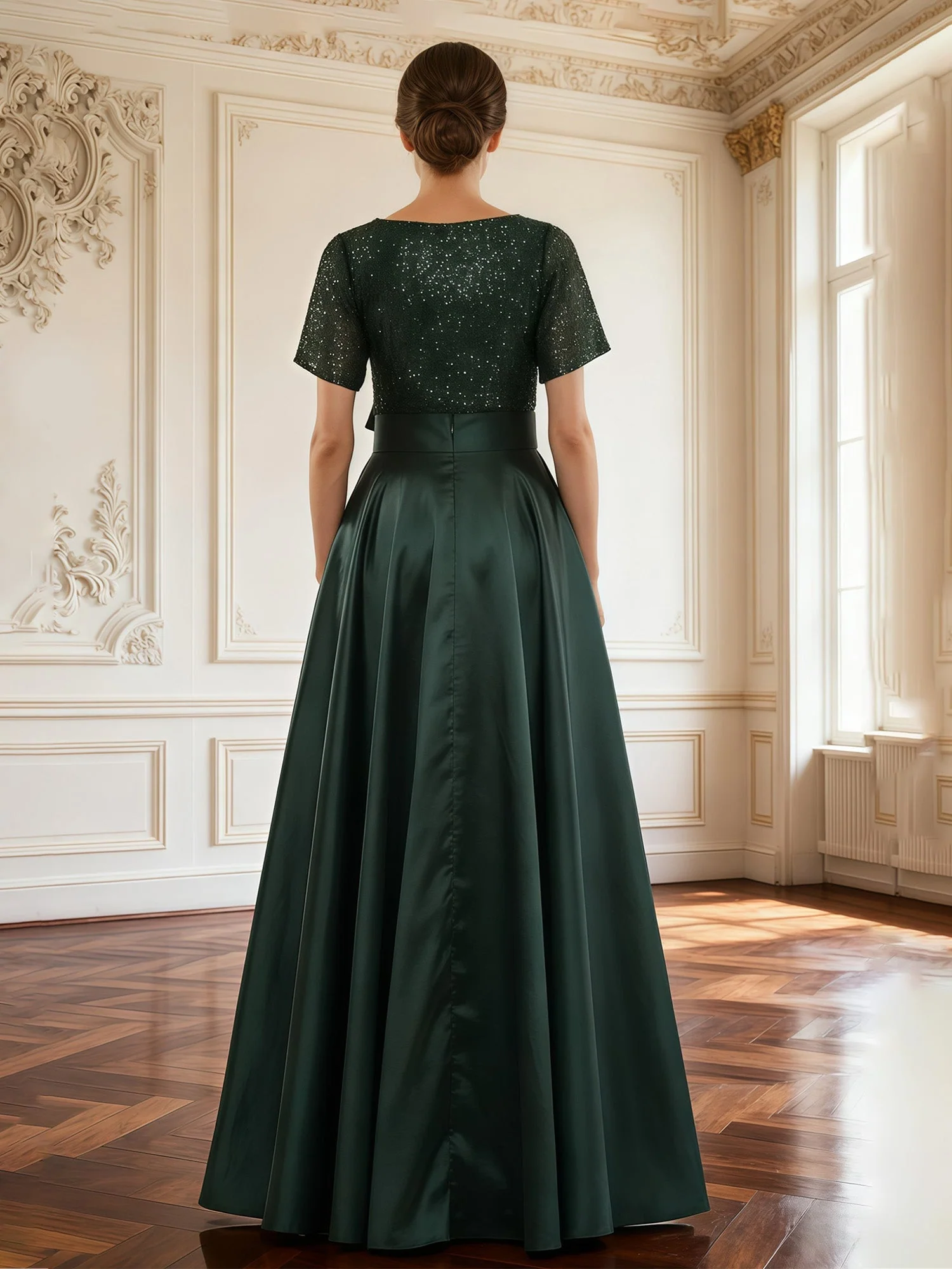 Pailletten Oberteil A-Linie Kleid mit Plissee Rock Narzisse - Image 2