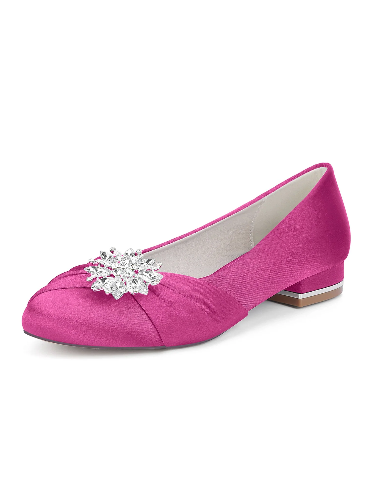 Retro-Blockabsatz-Pumps aus Kunstseide mit rundem Zehenbereich und Strasssteinen - Image 11