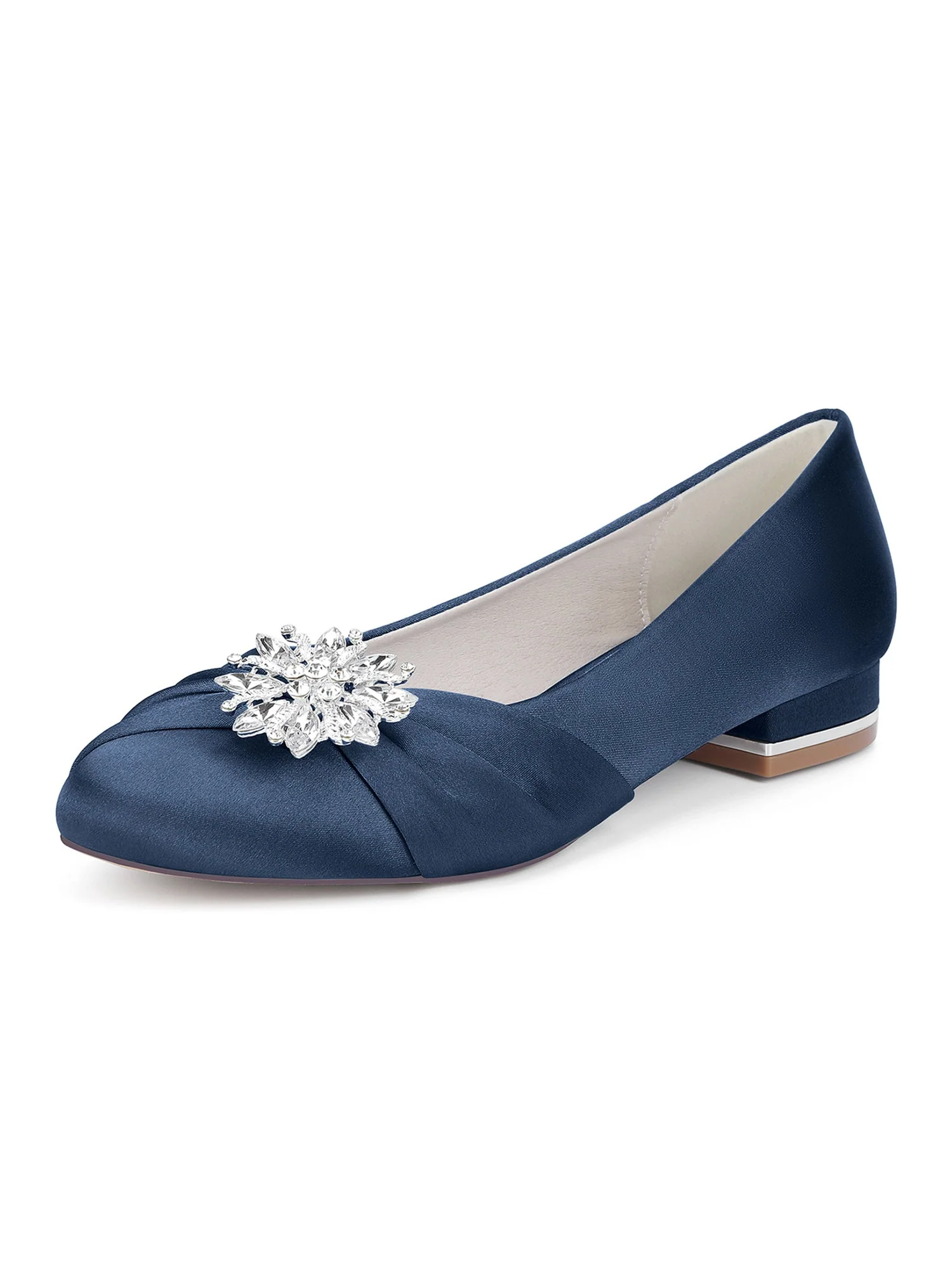 Retro-Blockabsatz-Pumps aus Kunstseide mit rundem Zehenbereich und Strasssteinen - Image 13