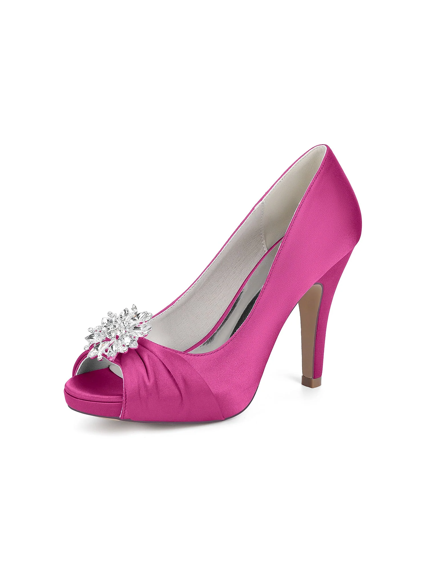 Retro-Peeptoe-Pumps aus Kunstseide mit Strassverzierung - Image 10