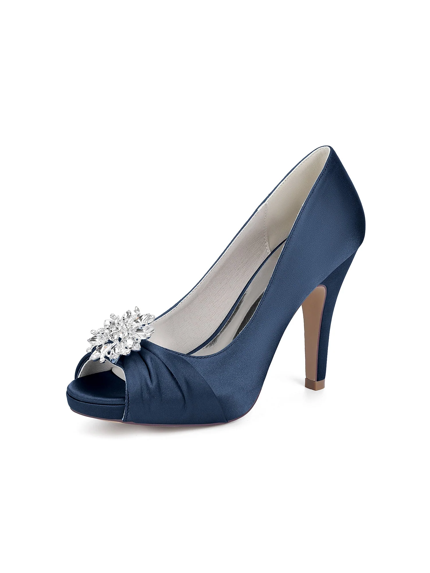 Retro-Peeptoe-Pumps aus Kunstseide mit Strassverzierung - Image 12