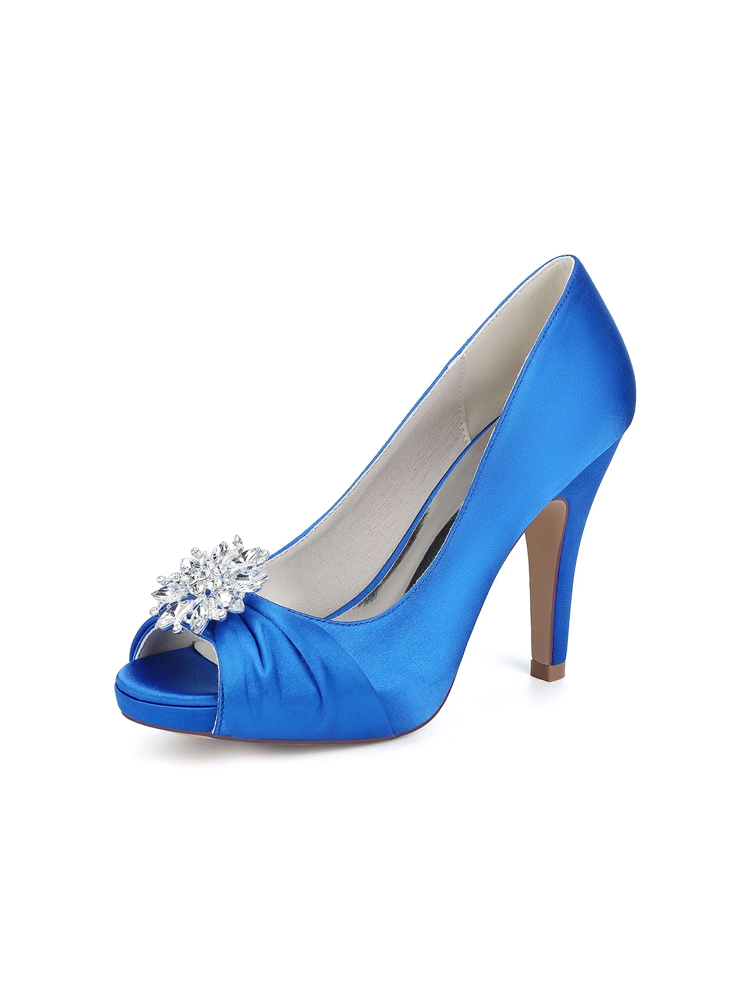 Retro-Peeptoe-Pumps aus Kunstseide mit Strassverzierung - Image 7