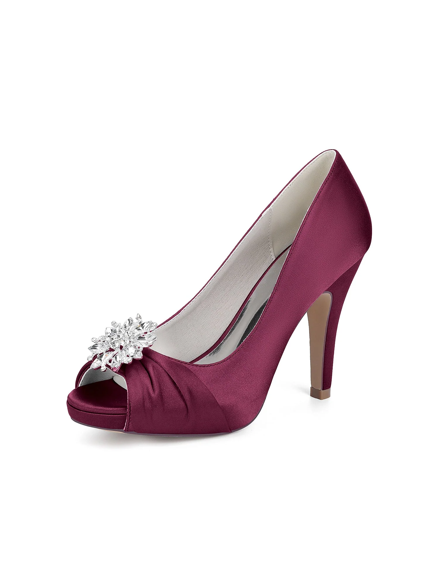 Retro-Peeptoe-Pumps aus Kunstseide mit Strassverzierung - Image 9