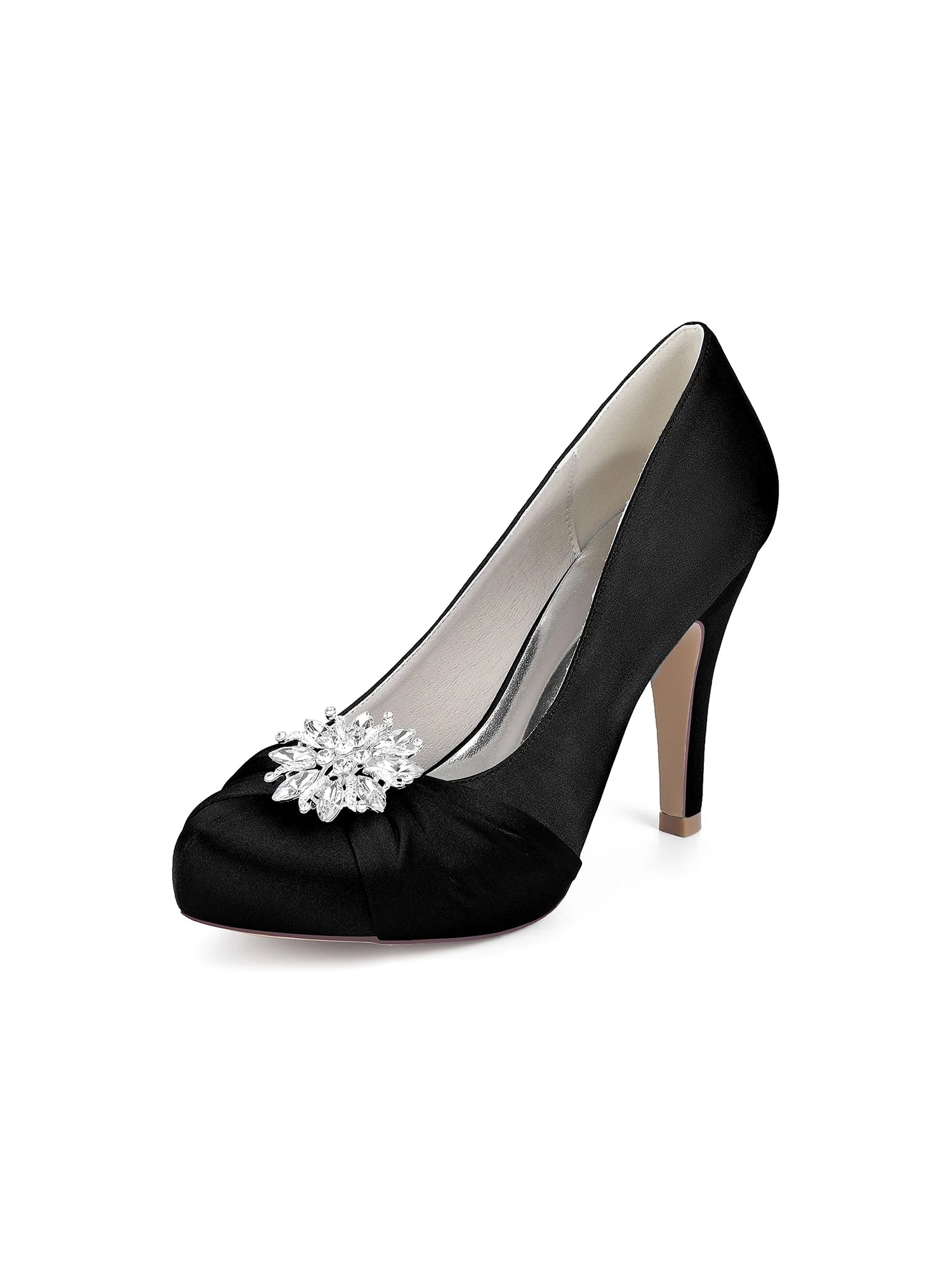 Retro-Pumps mit rundem Zehenbereich und Strassverzierung aus Kunstseide - Image 9