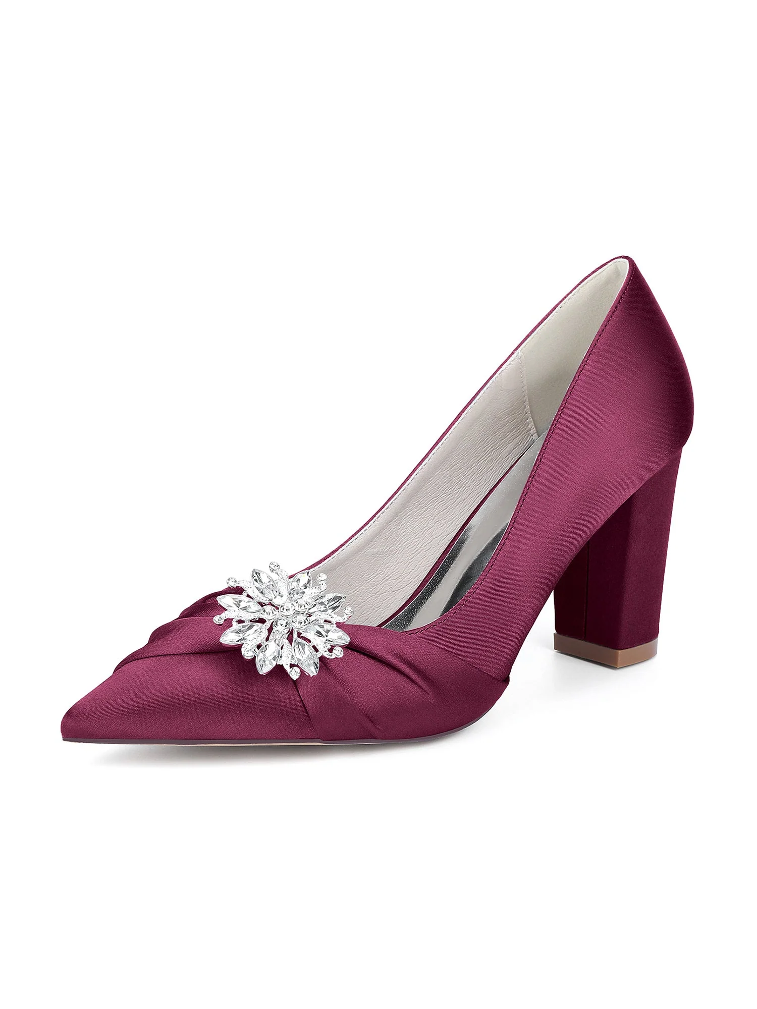 Retro-Pumps mit spitzer Zehenpartie, Blockabsatz und Kristallen aus Kunstseide - Image 10