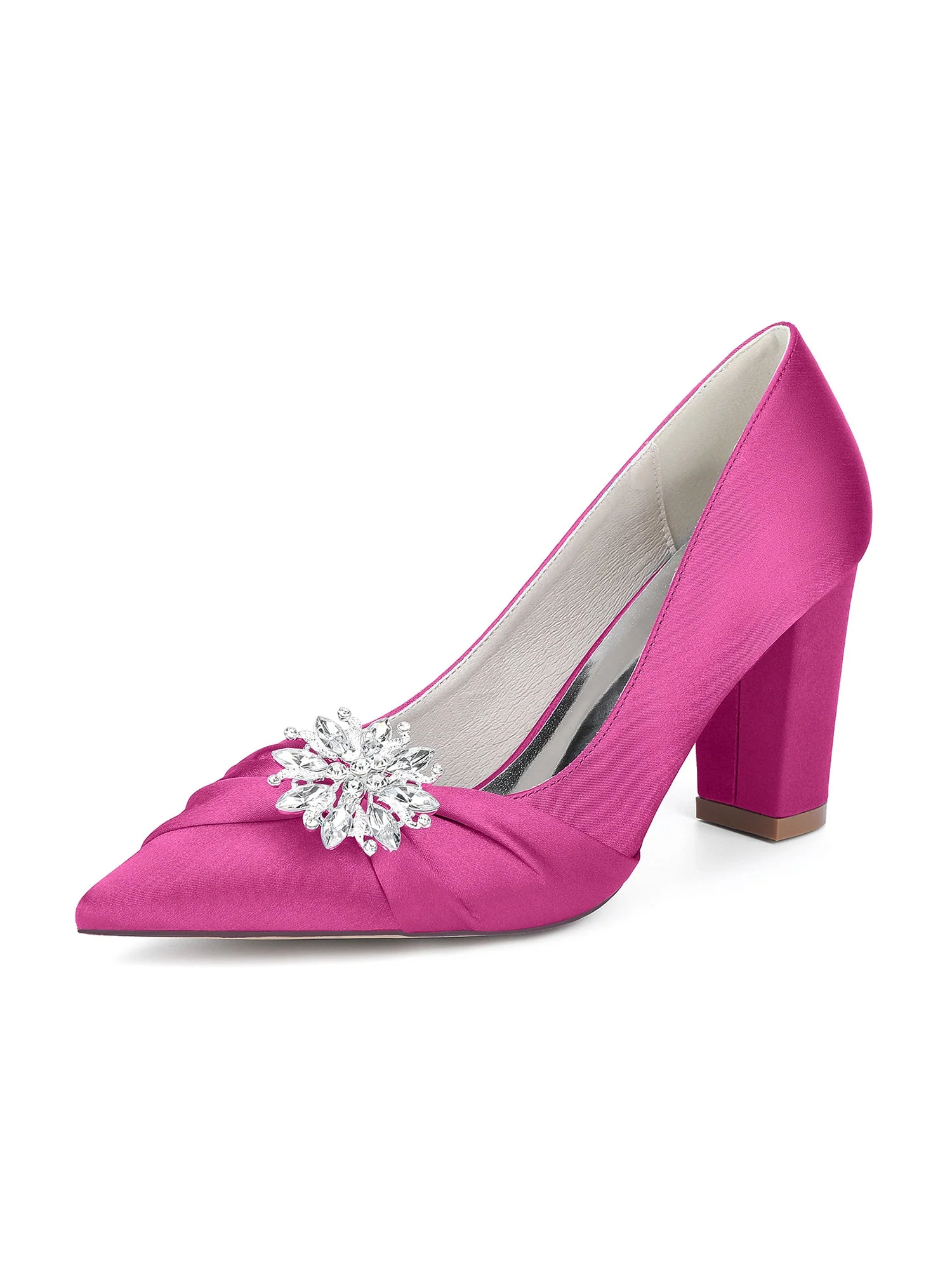 Retro-Pumps mit spitzer Zehenpartie, Blockabsatz und Kristallen aus Kunstseide - Image 11