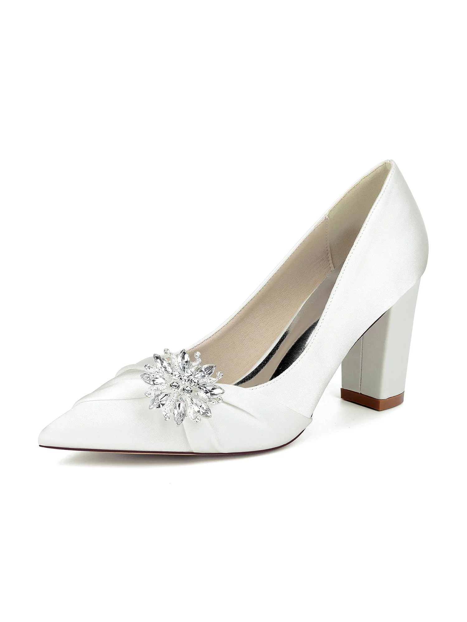 Retro-Pumps mit spitzer Zehenpartie, Blockabsatz und Kristallen aus Kunstseide - Image 14