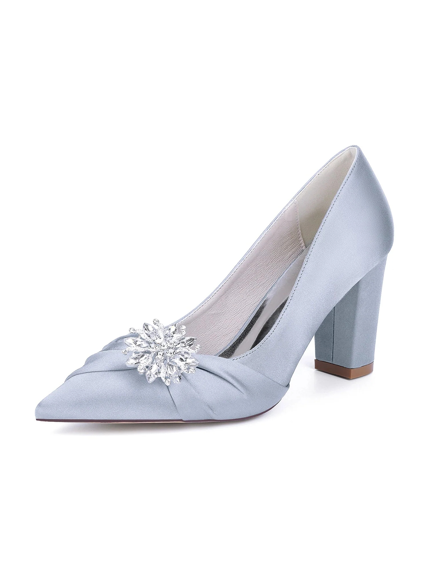 Retro-Pumps mit spitzer Zehenpartie, Blockabsatz und Kristallen aus Kunstseide - Image 15