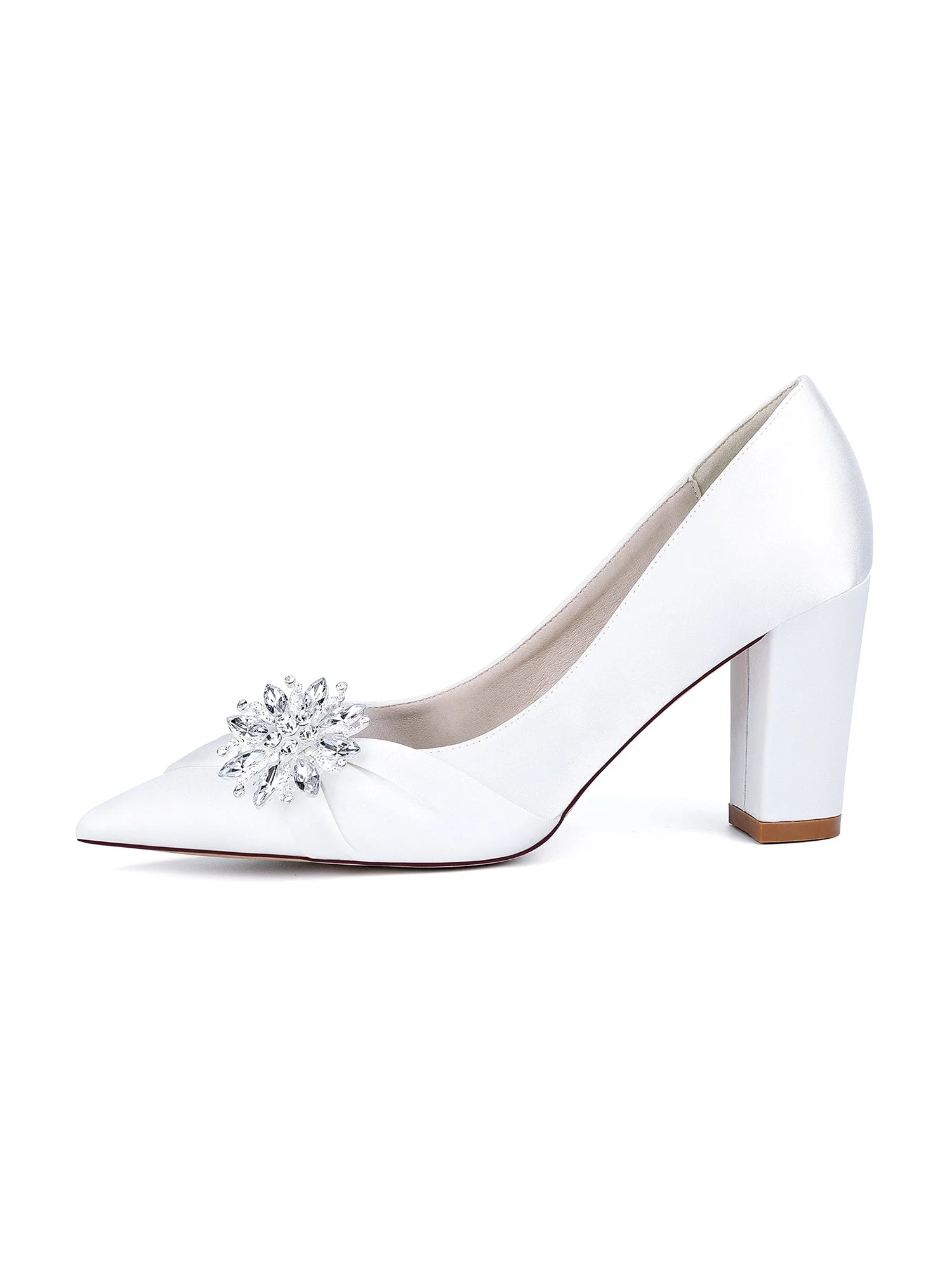 Retro-Pumps mit spitzer Zehenpartie, Blockabsatz und Kristallen aus Kunstseide - Image 3
