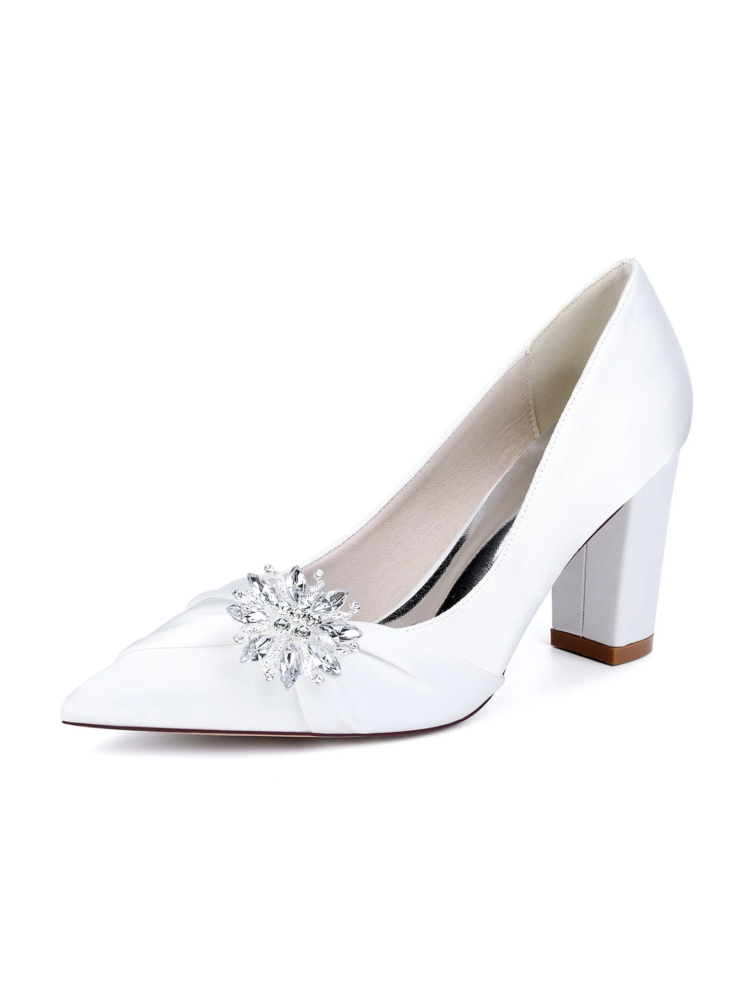 Retro-Pumps mit spitzer Zehenpartie, Blockabsatz und Kristallen aus Kunstseide - Image 7