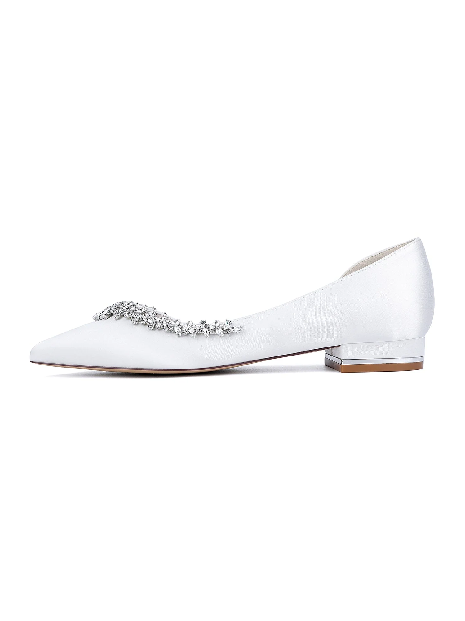 Retro Slingback-Pumps mit spitzer Zehenpartie und dicker Sohle aus Kunstseide mit Kristallen - Image 3