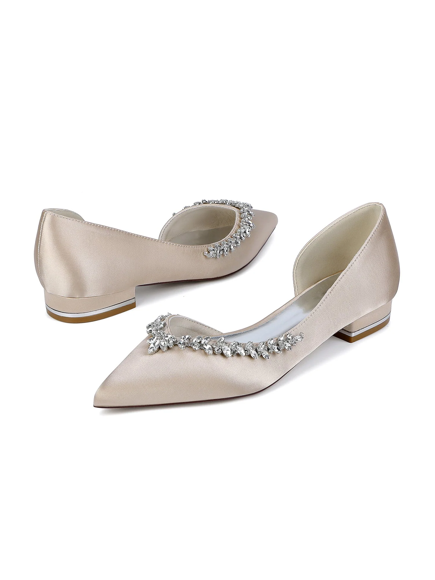 Retro Slingback-Pumps mit spitzer Zehenpartie und dicker Sohle aus Kunstseide mit Kristallen - Image 6