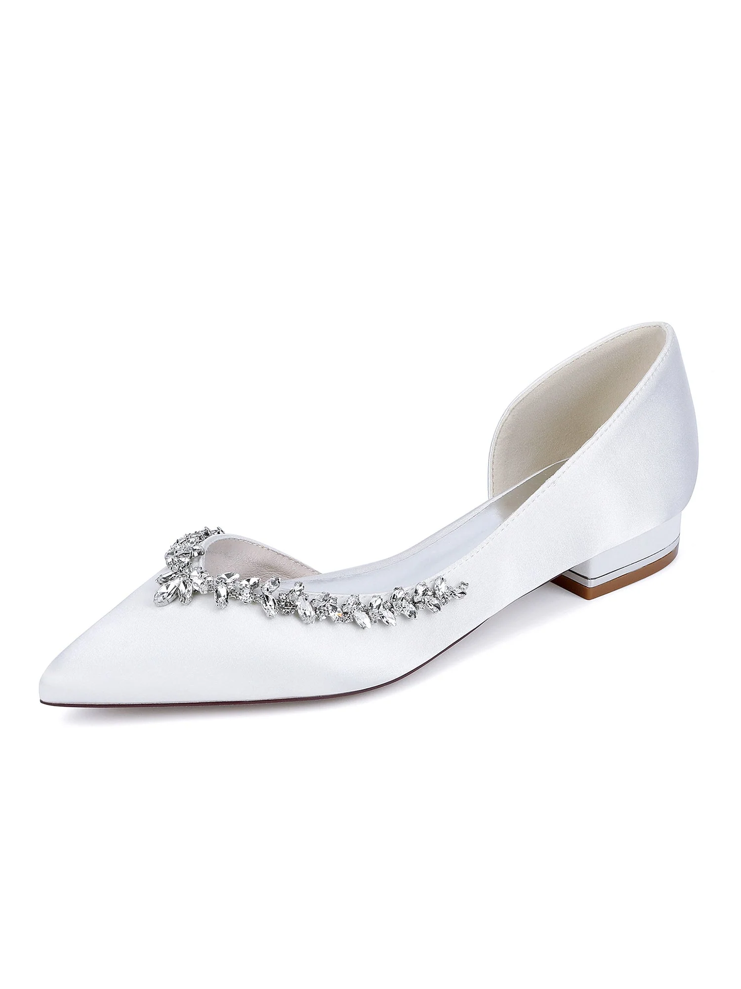 Retro Slingback-Pumps mit spitzer Zehenpartie und dicker Sohle aus Kunstseide mit Kristallen - Image 7