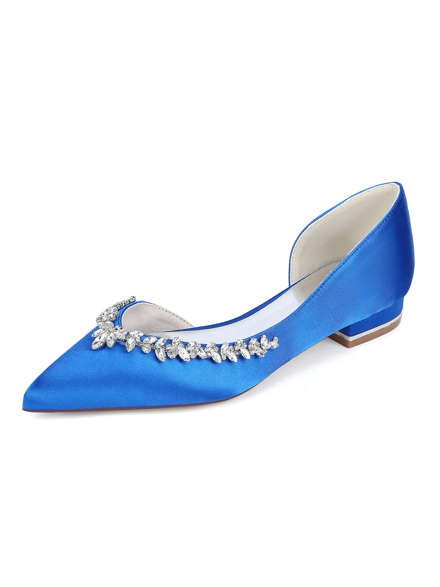 Retro Slingback-Pumps mit spitzer Zehenpartie und dicker Sohle aus Kunstseide mit Kristallen - Image 8