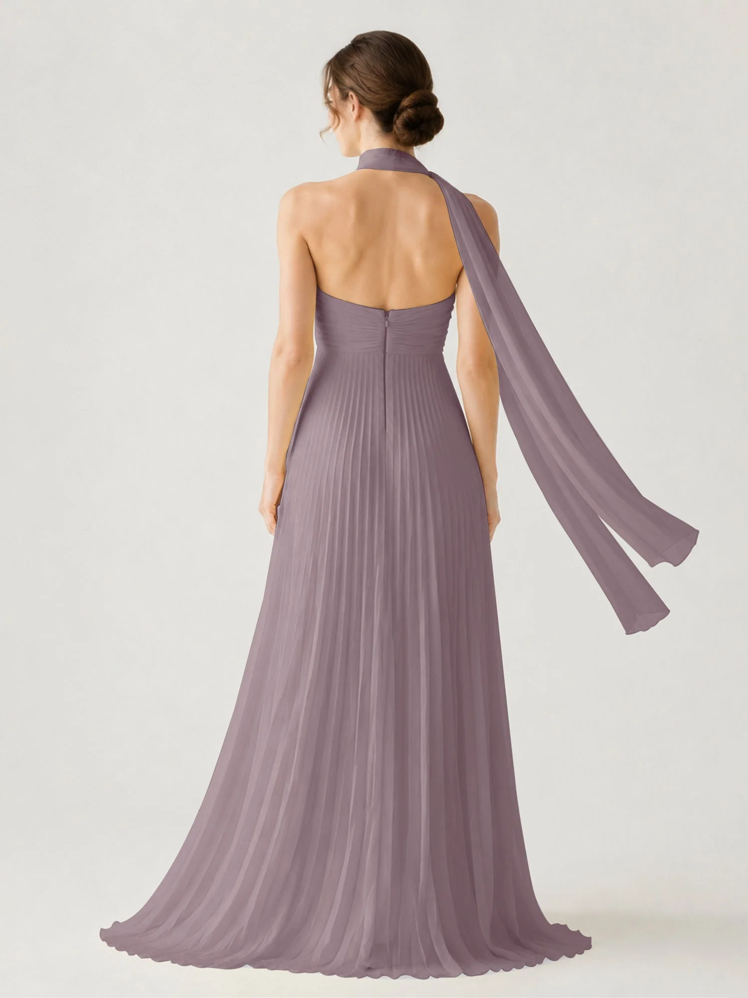 Plissiertes Chiffon-Maxikleid Ohne TrÀger Mit Halstuch DÀmmerung - Image 2