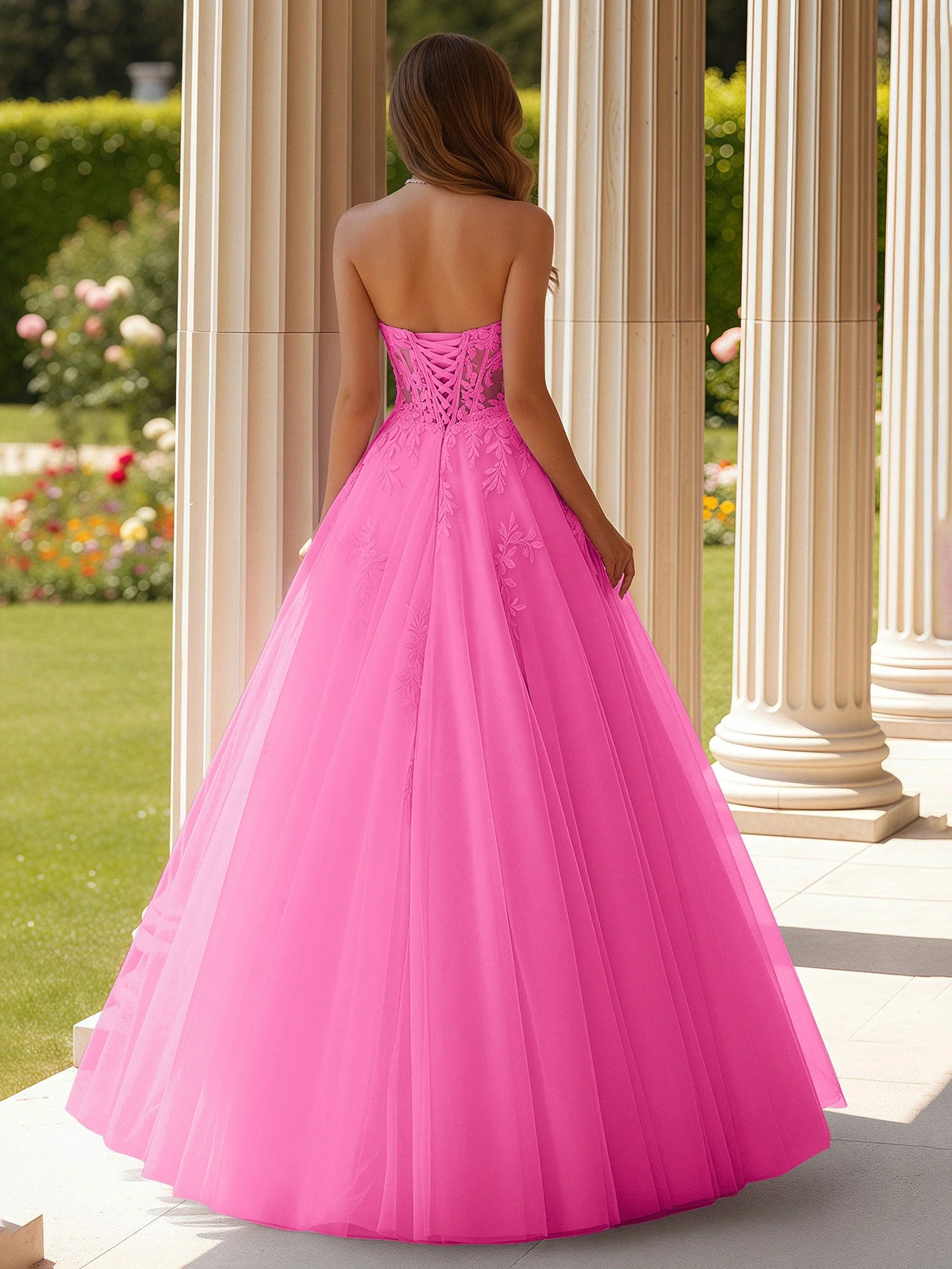Spitze Herzform Schier Korsett Applique Tüll Kleid Azalee - Image 2