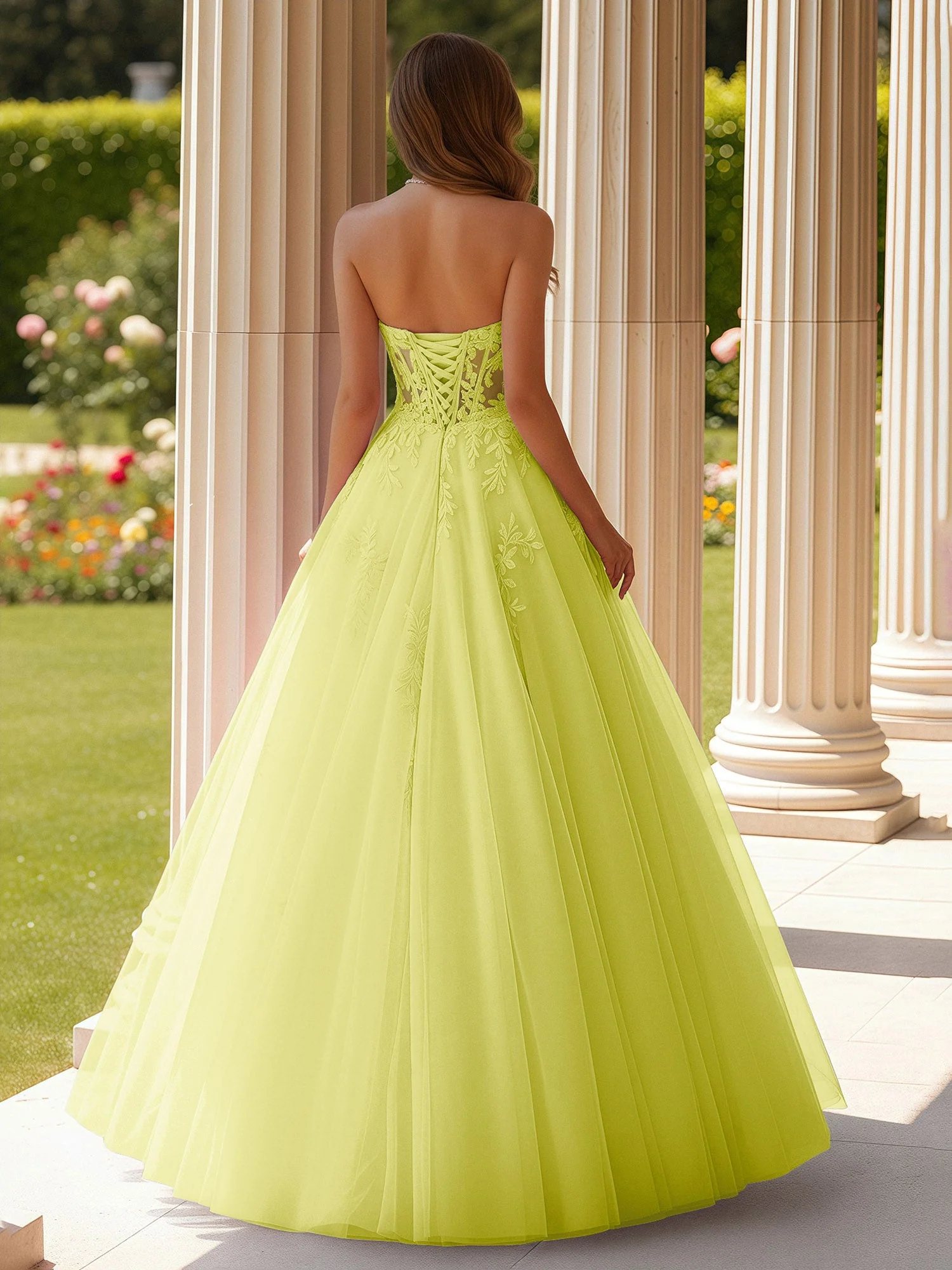 Spitze Herzform Schier Korsett Applique Tüll Kleid Narzisse - Image 2