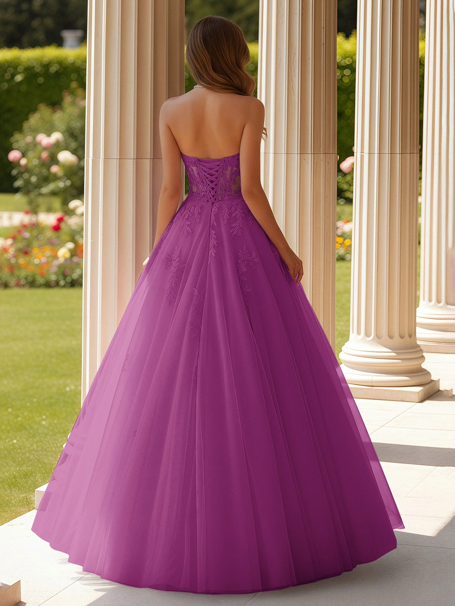 Spitze Herzform Schier Korsett Applique Tüll Kleid Orchidee - Image 2