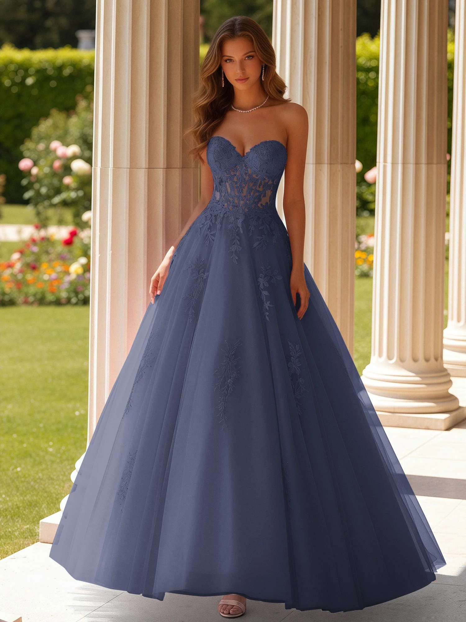 Spitze Herzform Schier Korsett Applique Tüll Kleid Sturm